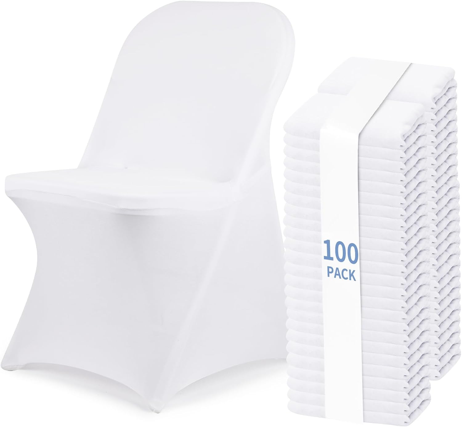 Fixwal 36 Pcs Spandex Stretch Folding Chair Covers - Universal Fitted Washable Slipcovers for Dining, Party, Wedding, Banquet & Thanksgiving Christmas Decoration (White)