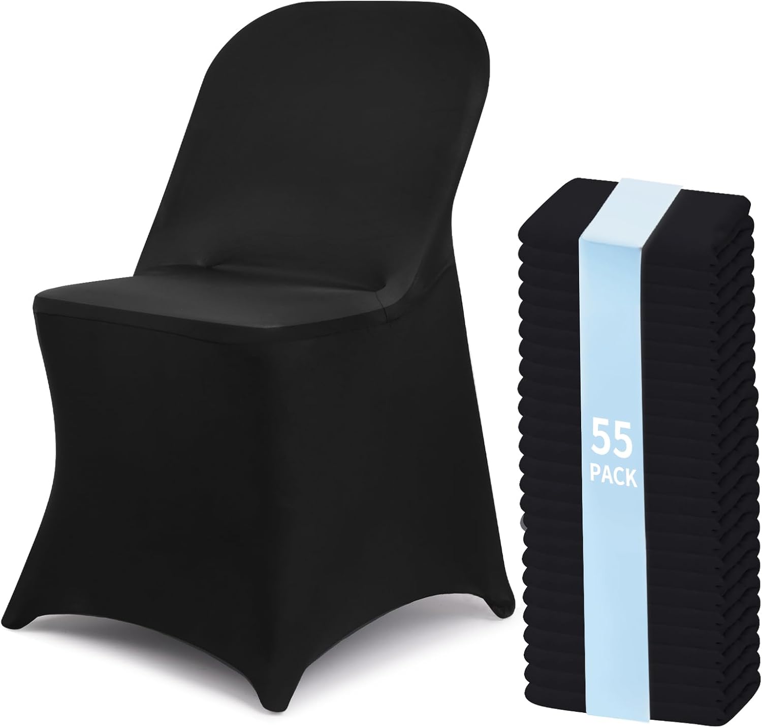 Fixwal 36 Pcs Spandex Stretch Folding Chair Covers - Universal Fitted Washable Slipcovers for Dining, Party, Wedding, Banquet & Thanksgiving Christmas Decoration (White)