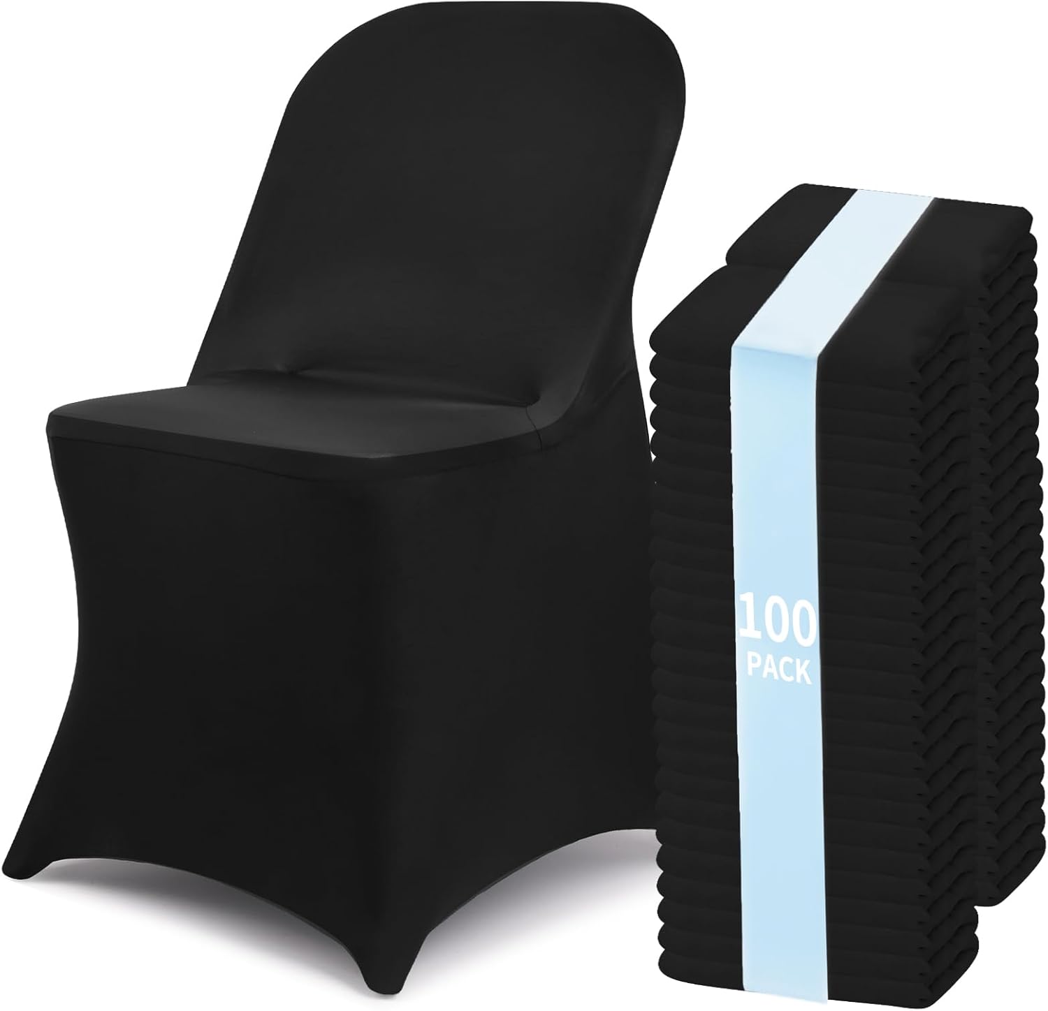 Fixwal 36 Pcs Spandex Stretch Folding Chair Covers - Universal Fitted Washable Slipcovers for Dining, Party, Wedding, Banquet & Thanksgiving Christmas Decoration (White)