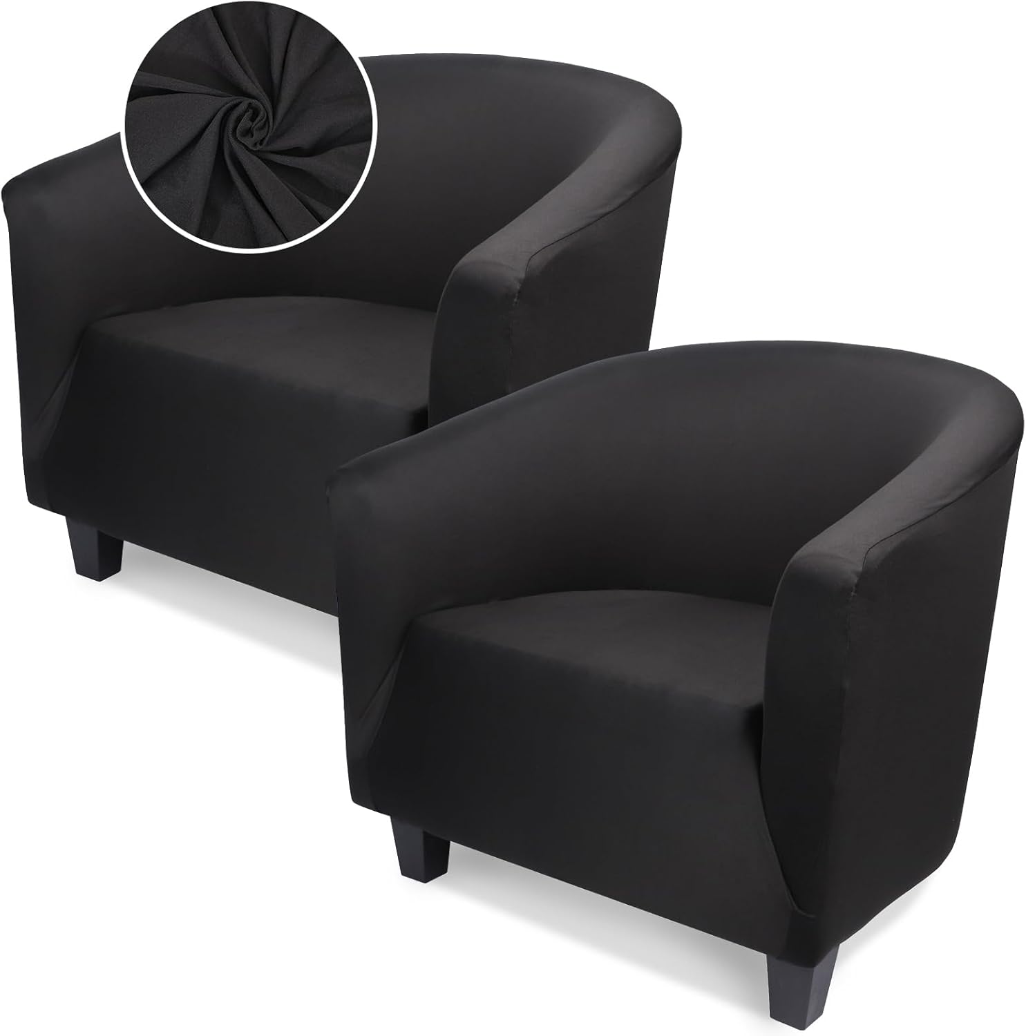 Barrel Chair Covers Slipcover 1 Piece, 2 Pack Stretch Navy Blue Club Chair Cover with Arms, Round Back Chair Covers Armchair Sofa Removable Couch Protector for Bar Living Room Bedroom