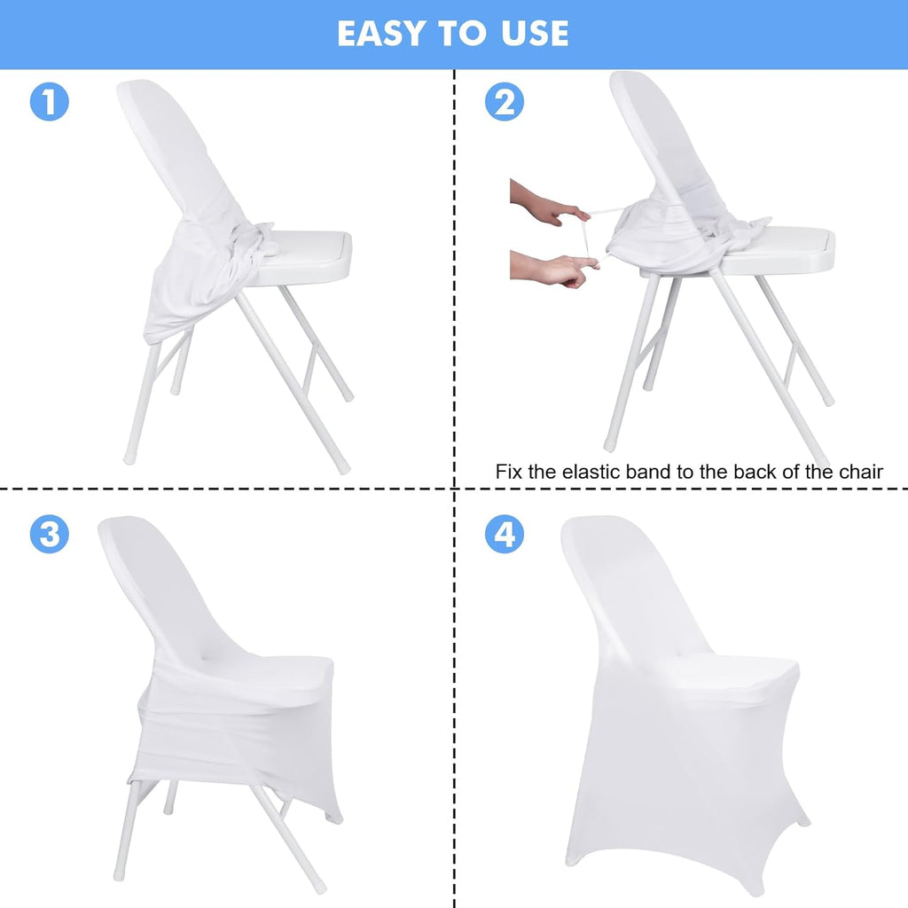 Fixwal 36 Pcs Spandex Stretch Folding Chair Covers - Universal Fitted Washable Slipcovers for Dining, Party, Wedding, Banquet & Thanksgiving Christmas Decoration (White)