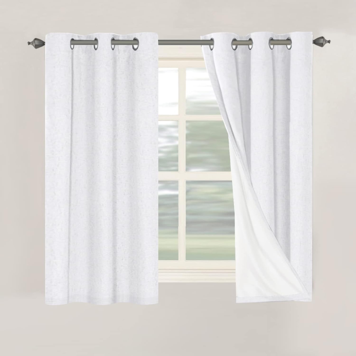 H.VERSAILTEX Blackout Curtains, Linen Curtains 108 inches Long 100% Black Out Curtains for Bedroom Windows, Textured Linen Look Draperies Grommet with White Liner, 2 Panels, Natural