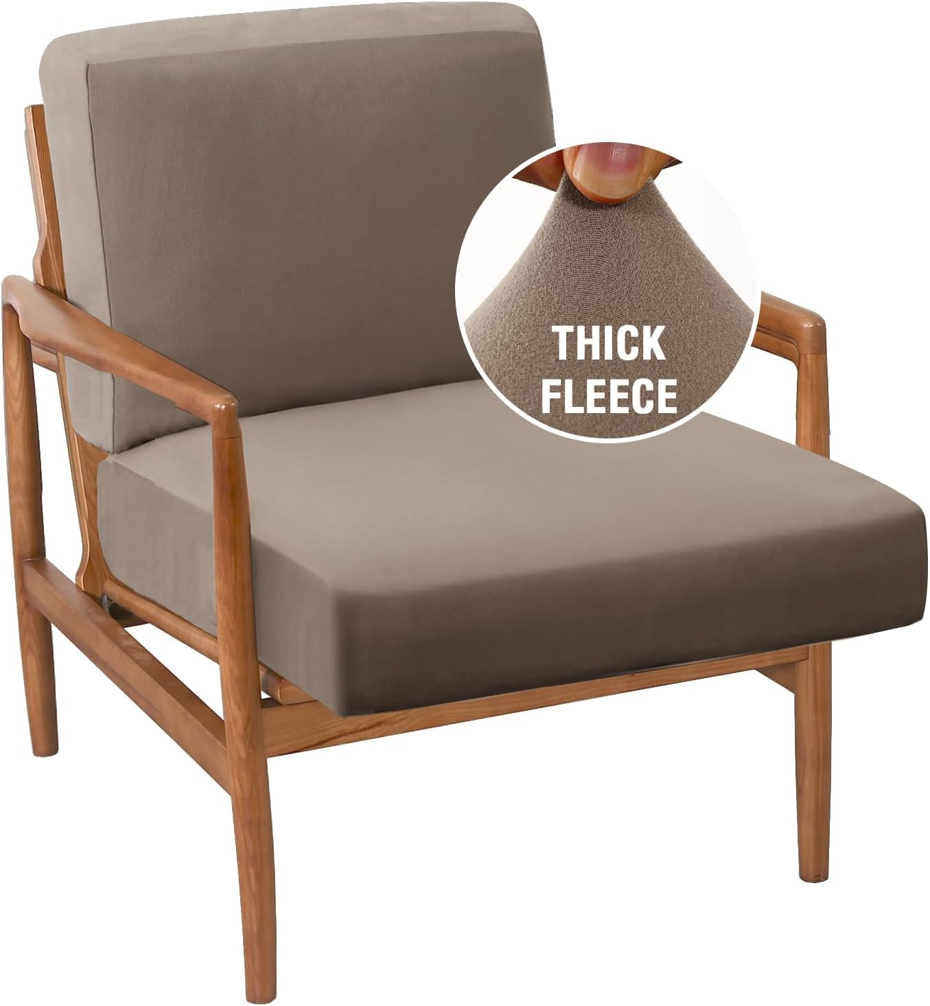 H.VERSAILTEX Chair Slip Covers with Arms 2 Piece Sofa Covers Super Stretch Cushion Covers for Modern Living Room Chair Soft Accent Chair Cover(Seat Cushion Cover Plus Back Cushion Cover, Ivory)