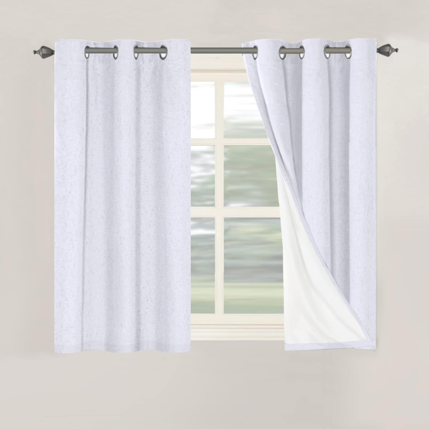 H.VERSAILTEX Blackout Curtains, Linen Curtains 108 inches Long 100% Black Out Curtains for Bedroom Windows, Textured Linen Look Draperies Grommet with White Liner, 2 Panels, Natural