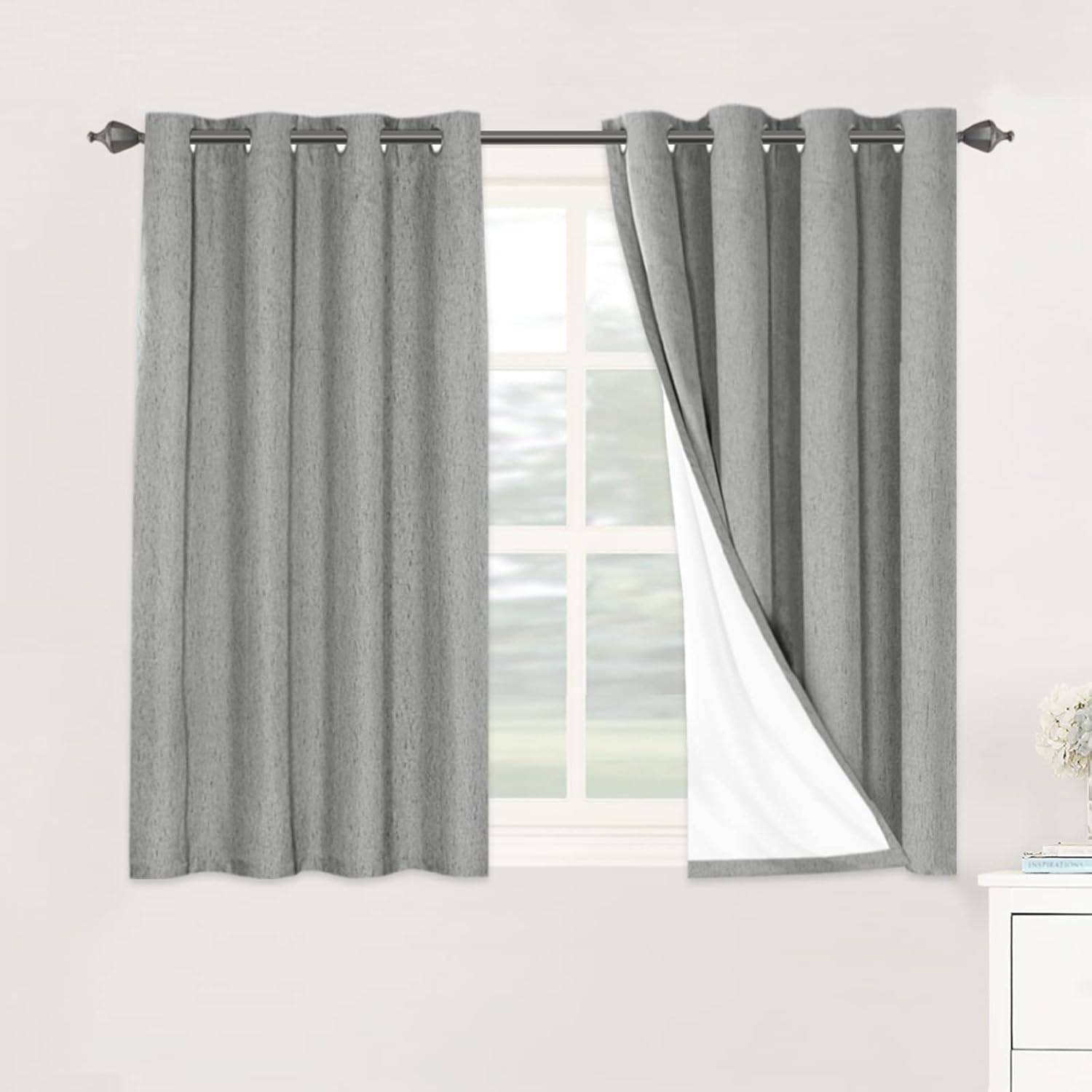 H.VERSAILTEX Blackout Curtains, Linen Curtains 108 inches Long 100% Black Out Curtains for Bedroom Windows, Textured Linen Look Draperies Grommet with White Liner, 2 Panels, Natural