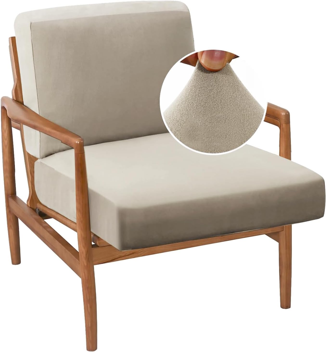 H.VERSAILTEX Chair Slip Covers with Arms 2 Piece Sofa Covers Super Stretch Cushion Covers for Modern Living Room Chair Soft Accent Chair Cover(Seat Cushion Cover Plus Back Cushion Cover, Ivory)