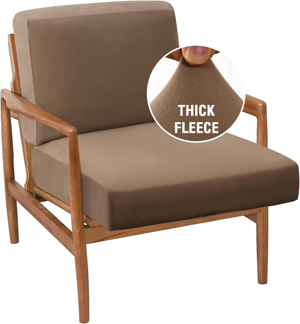 H.VERSAILTEX Chair Slip Covers with Arms 2 Piece Sofa Covers Super Stretch Cushion Covers for Modern Living Room Chair Soft Accent Chair Cover(Seat Cushion Cover Plus Back Cushion Cover, Ivory)