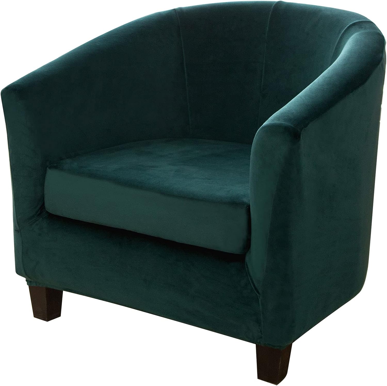 MIFXIN Tub Chair Slipcover 2-Piece Velvet Barrel Club Chair Covers with Cushion Cover Stretch Soft Washable Armchair Sofa Couch Furniture Protector for Living Room Hotel (Beige)