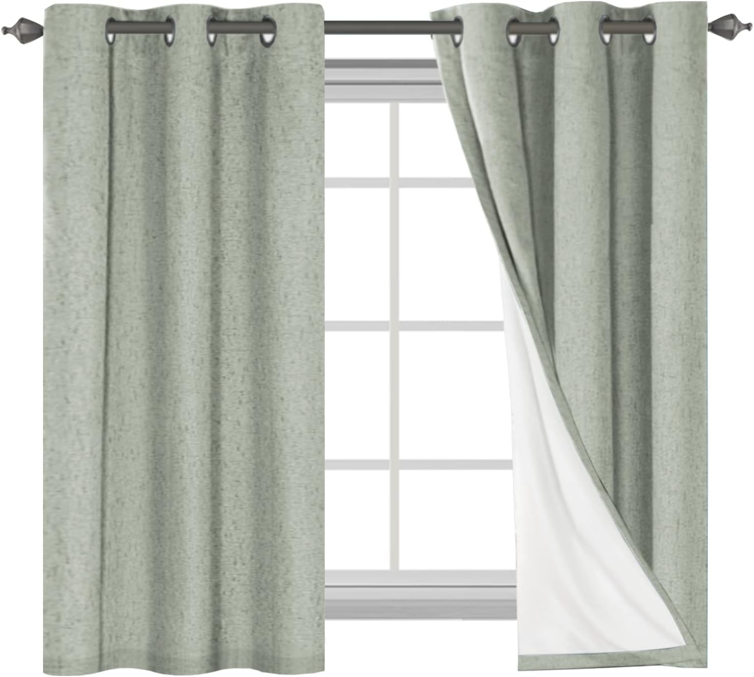 H.VERSAILTEX Blackout Curtains, Linen Curtains 108 inches Long 100% Black Out Curtains for Bedroom Windows, Textured Linen Look Draperies Grommet with White Liner, 2 Panels, Natural