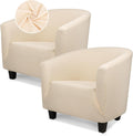 Barrel Chair Covers Slipcover 1 Piece, 2 Pack Stretch Navy Blue Club Chair Cover with Arms, Round Back Chair Covers Armchair Sofa Removable Couch Protector for Bar Living Room Bedroom