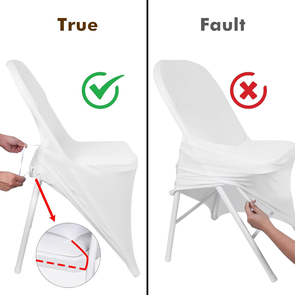 Fixwal 36 Pcs Spandex Stretch Folding Chair Covers - Universal Fitted Washable Slipcovers for Dining, Party, Wedding, Banquet & Thanksgiving Christmas Decoration (White)