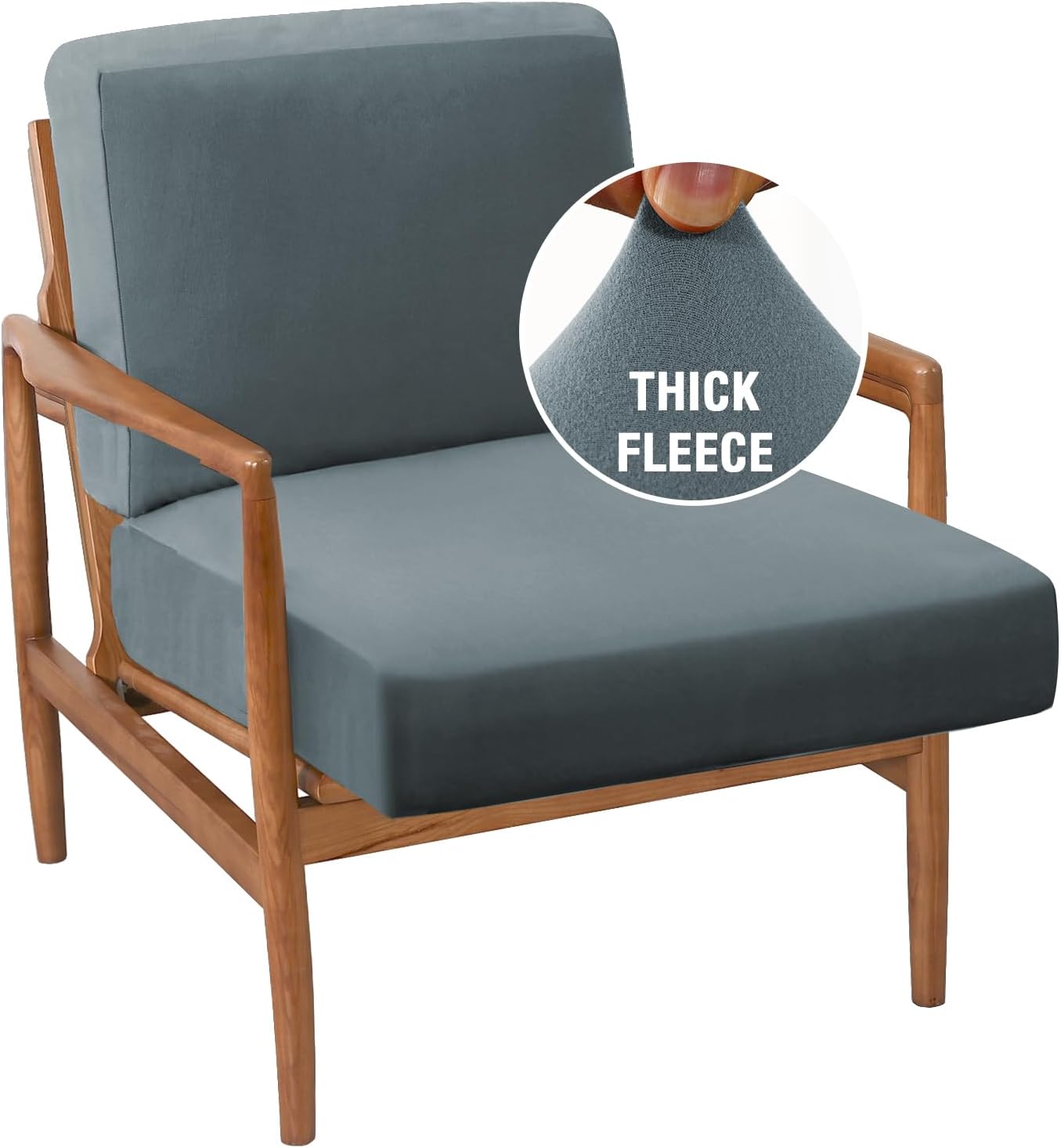 H.VERSAILTEX Chair Slip Covers with Arms 2 Piece Sofa Covers Super Stretch Cushion Covers for Modern Living Room Chair Soft Accent Chair Cover(Seat Cushion Cover Plus Back Cushion Cover, Ivory)