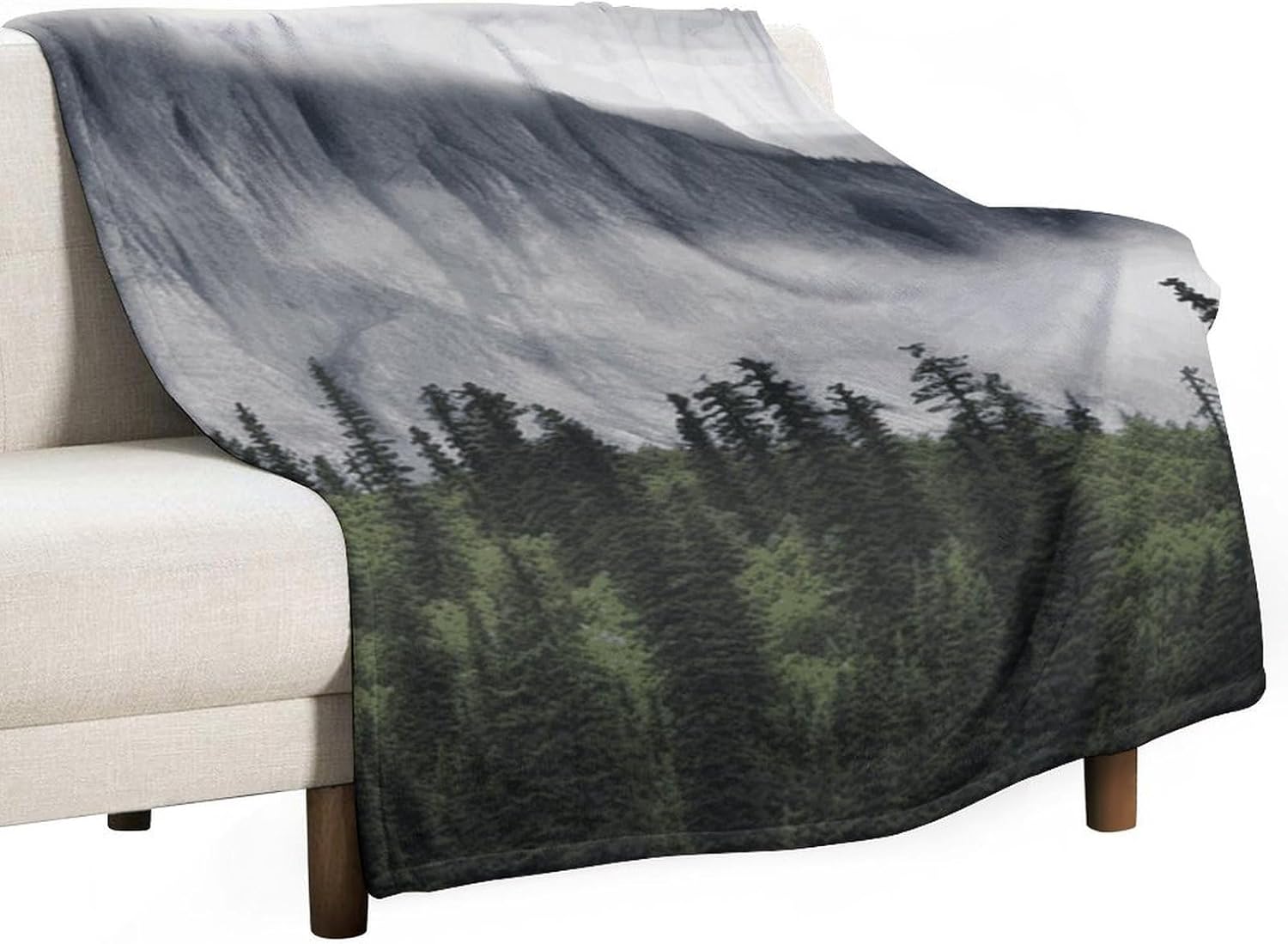 Canadian Smokey Mountain Cliff Fleece Blanket Super Soft Cozy Throw Blanket Lightweight Flannel Blankets Warm Plush Throw Blankets Luxury Fall Couch Blankets for Bed Sofa Travel Camping 60"x80"