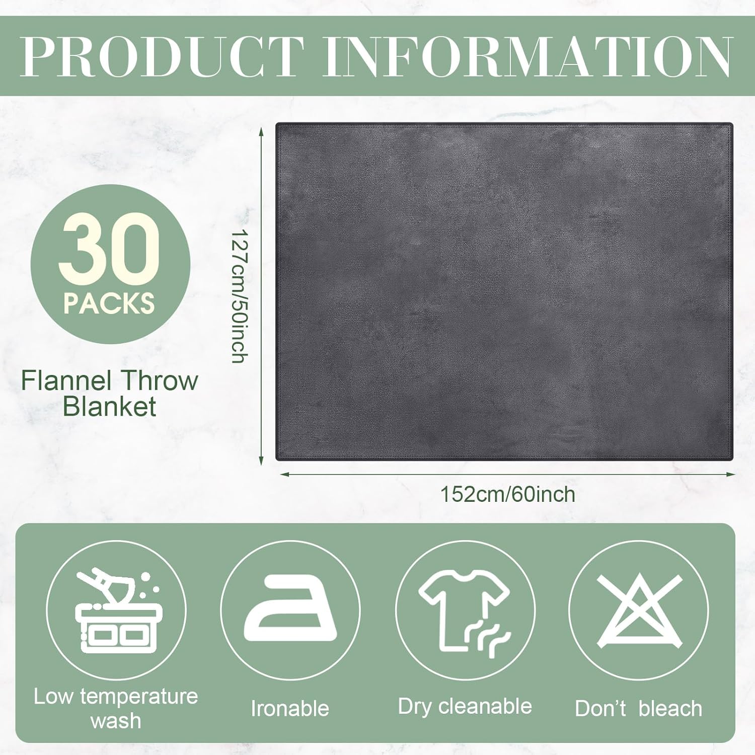 Buryeah 30 Pieces Fleece Blankets Bulk 50 x 60 Inch Soft Flannel Throw Blankets Lightweight Warm Plus for Wedding Couch Bed Home Sofa Office Gifts(Dark Grey)