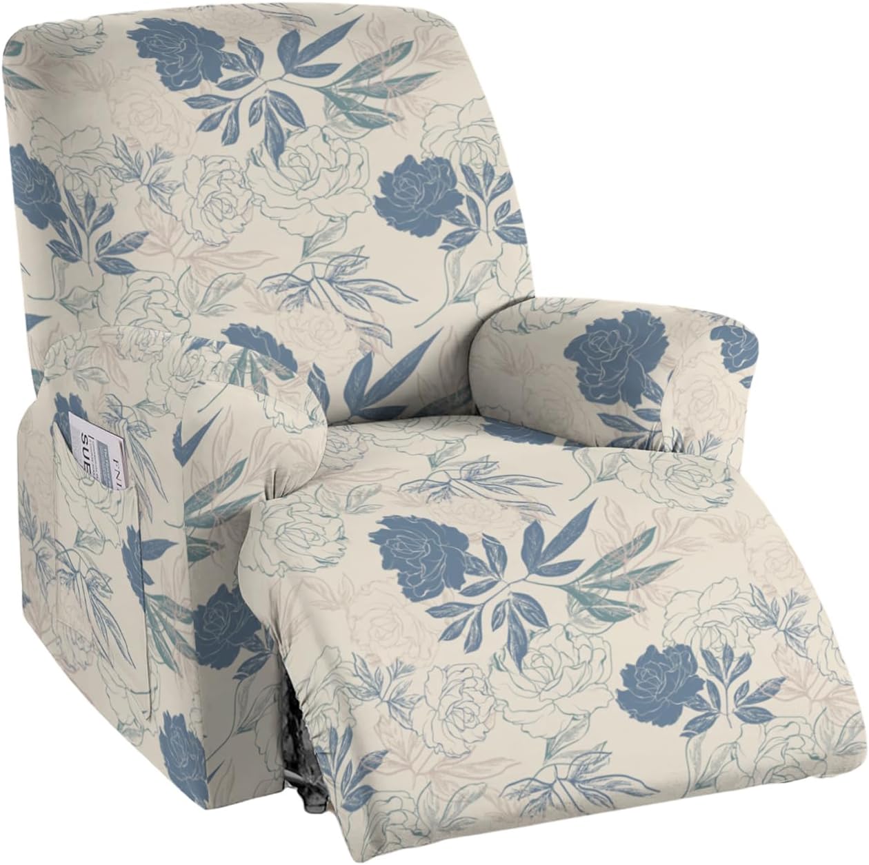 CRFATOP Printed Recliner Slipcover Stretch Reclining Chair Covers 4 Pieces Non Slip Recliner Sofa Slipcovers with Pocket Fitted Sofa Couch Cover Lazy Boy Chair Cover for Pet Kid Living Room,43