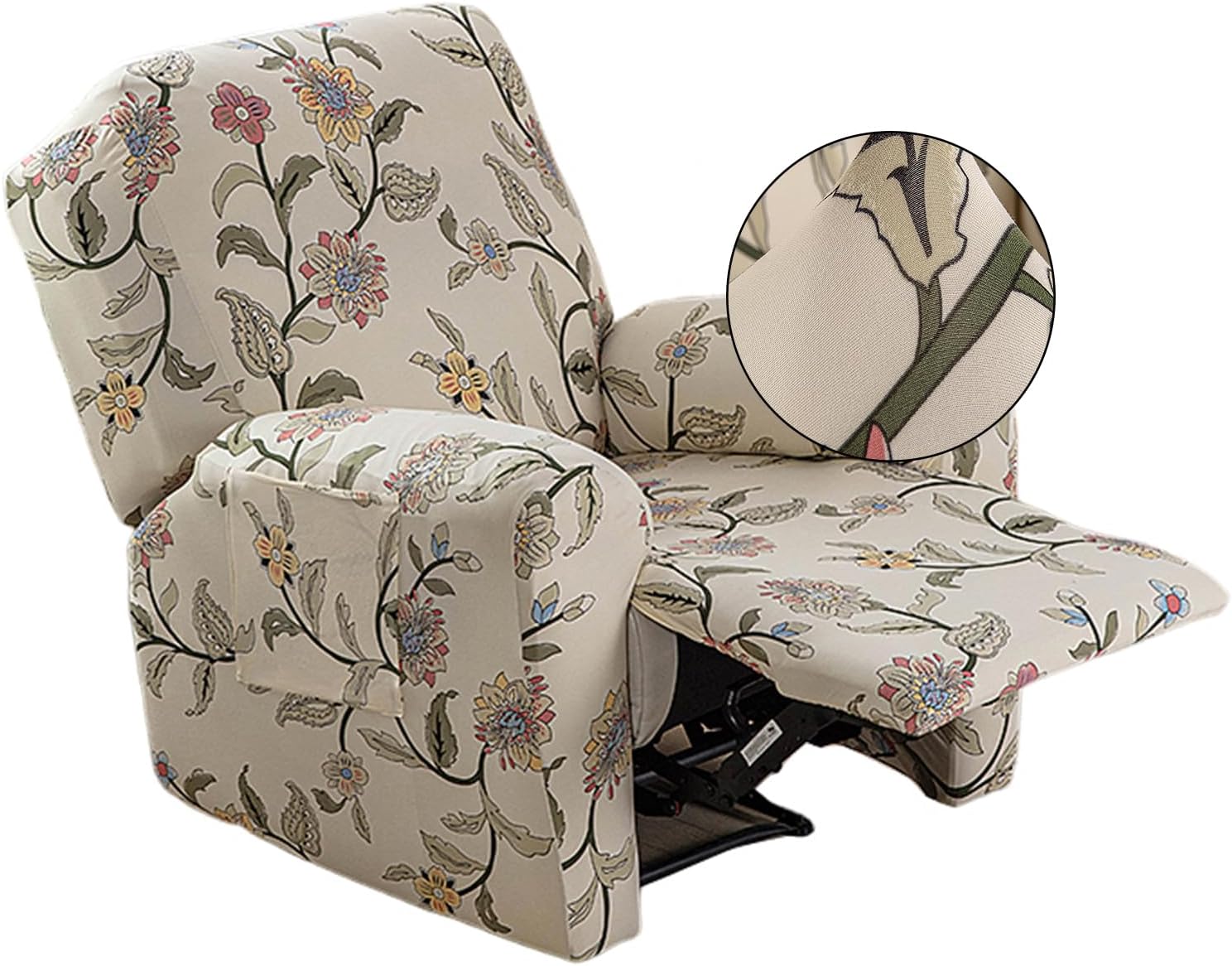 CRFATOP Stretch Recliner Cover 4-Pieces 1 Seat Recliner Chair Slipcovers Printed Fallon Collection Slipcover Recliner Lazy Boy Furniture Protector for Living Room,11