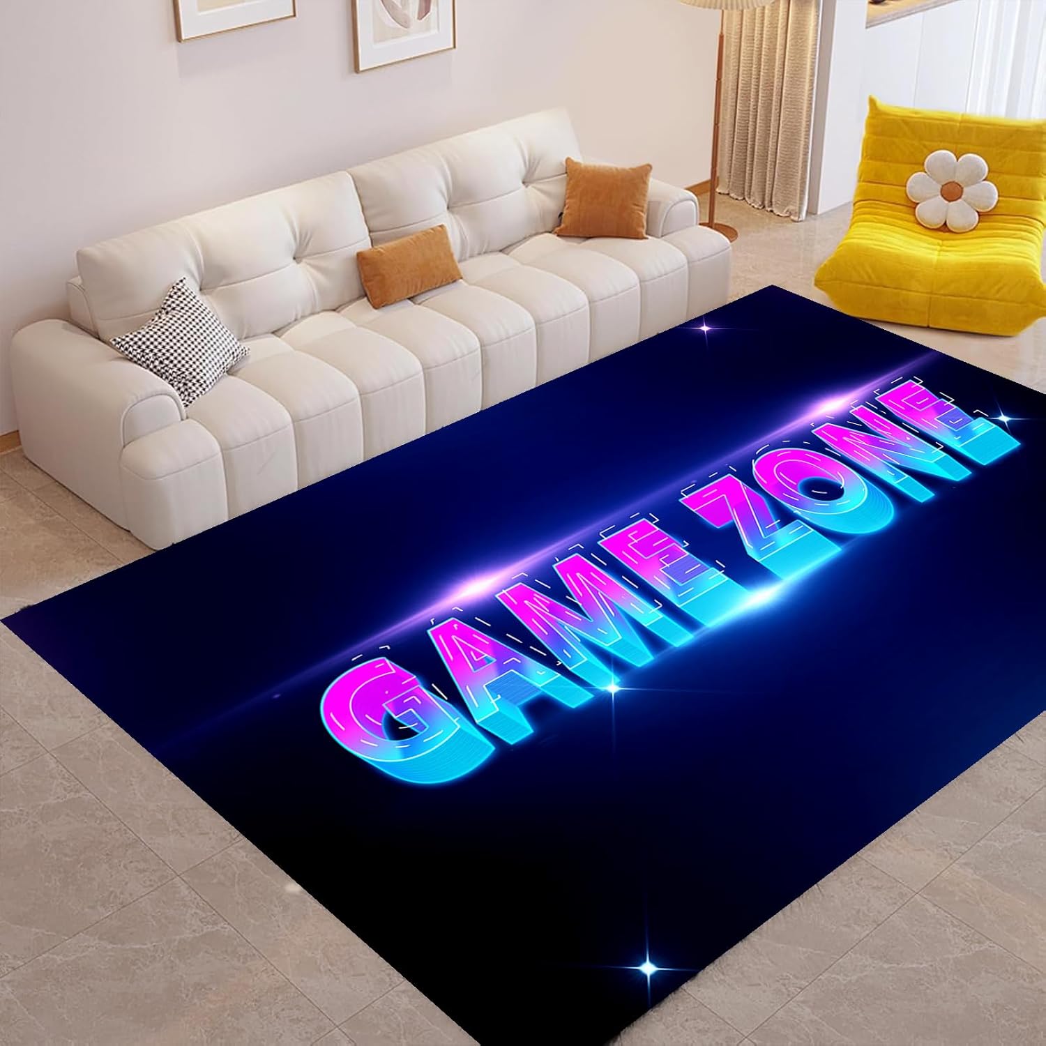 Soft Gamer Rug 6x9 Washable Gaming Carpet for Boys and Teens, Cool Bedroom and Game Room Decor, Low Pile Rug for Man Cave and Living Room