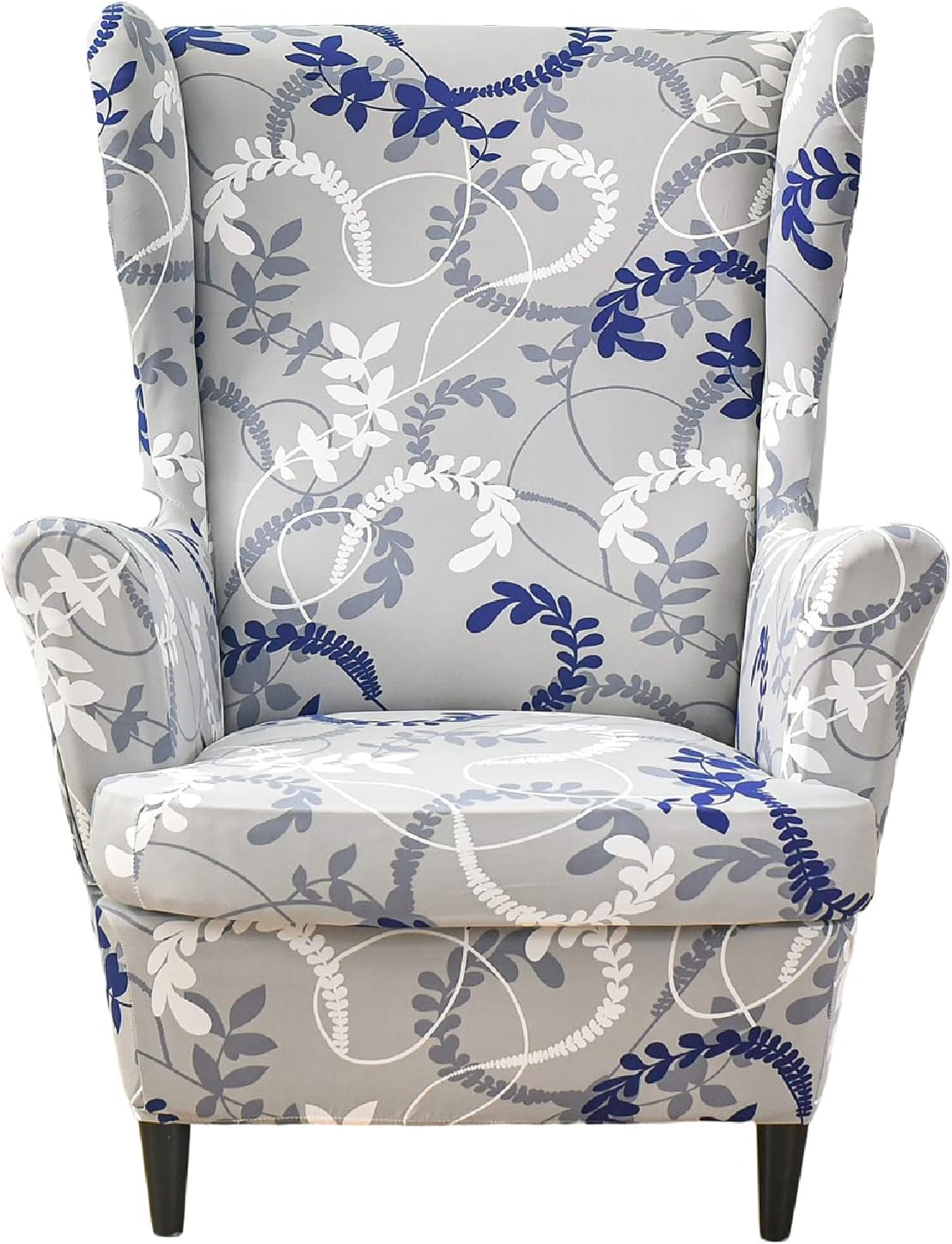 KRFOONN Stretch Wing Chair Slipcovers Printed 2 Piece Wingback Chair Covers Soft Spandex Wingback Armchair Slipcover Furniture Protector Chair Covers for Living Room Wingback Chair, T7