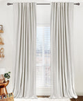 100% Blackout Shield Linen Blackout Curtains for Bedroom 96 Inches Long, Back Tab/Rod Pocket Living Room Drapes, Thermal Insulated Blackout Curtains 2 Panels Set, 50" W x 96" L,Cream