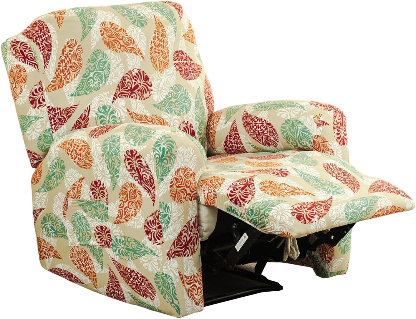 CRFATOP Printed Recliner Slipcover Stretch Reclining Chair Covers 4 Pieces Non Slip Recliner Sofa Slipcovers with Pocket Fitted Sofa Couch Cover Lazy Boy Chair Cover for Pet Kid Living Room,43