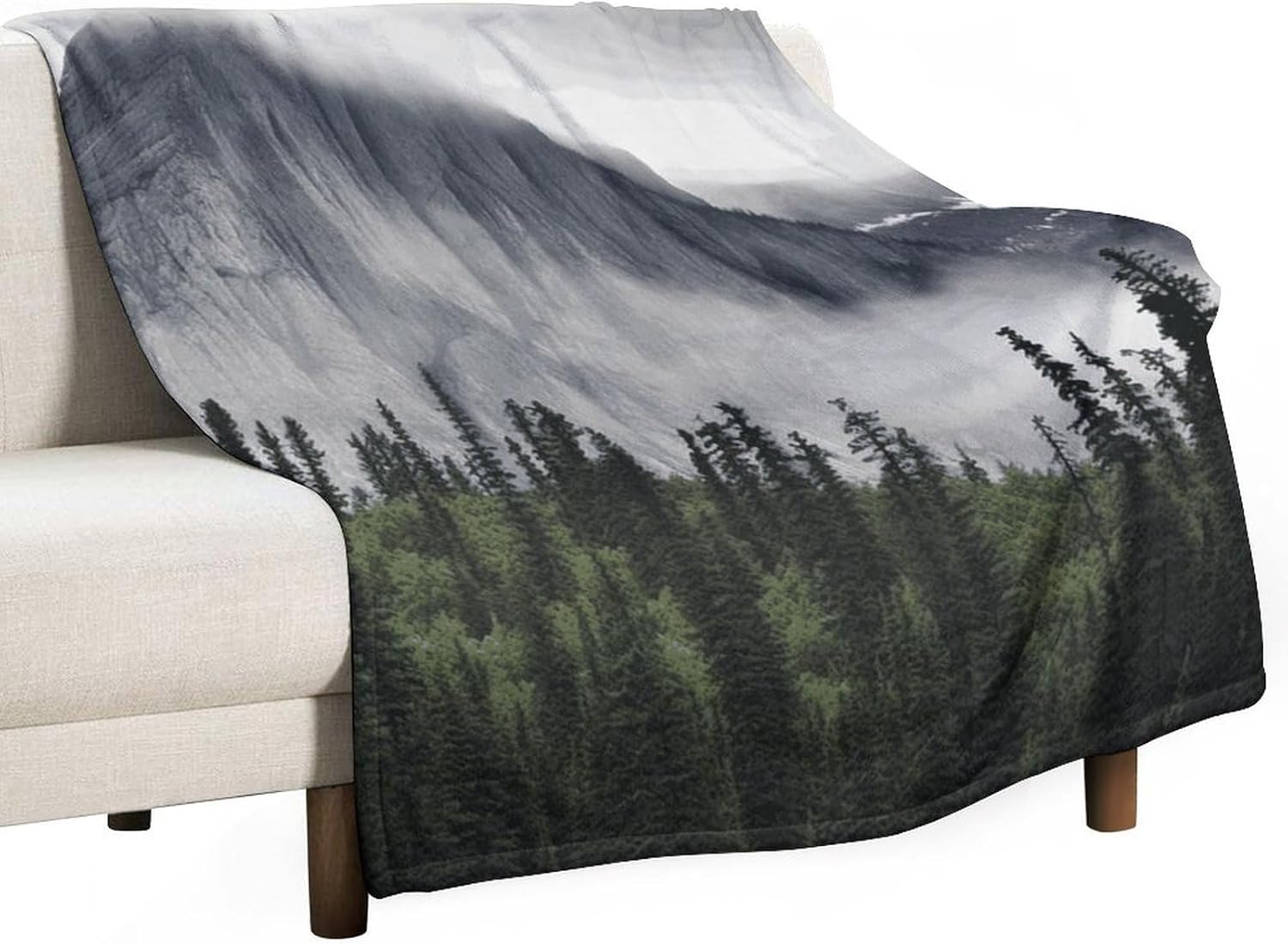 Canadian Smokey Mountain Cliff Fleece Blanket Super Soft Cozy Throw Blanket Lightweight Flannel Blankets Warm Plush Throw Blankets Luxury Fall Couch Blankets for Bed Sofa Travel Camping 60"x80"