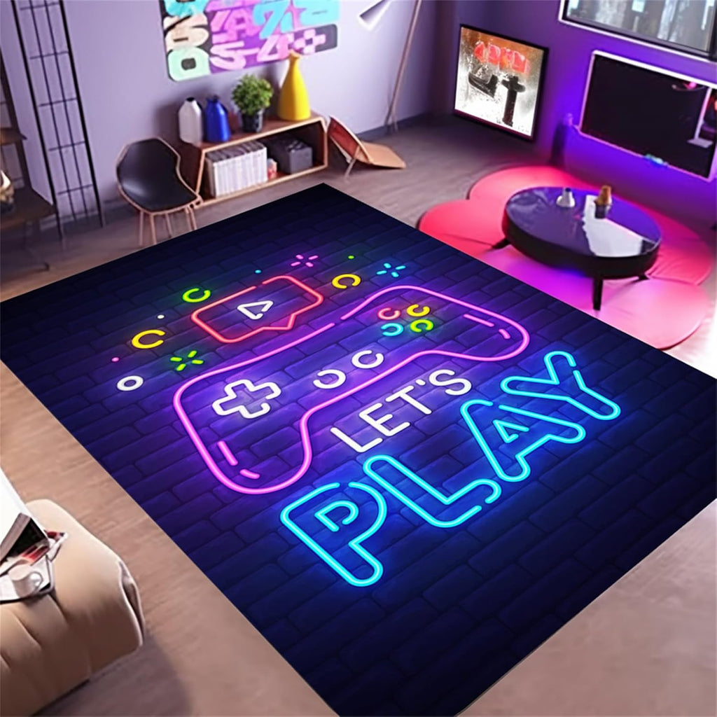 Gamer Rug for Game Room 5'x7' Non-Slip 3D Cool Printed Gaming Rugs for Bedroom and Living Room Decor