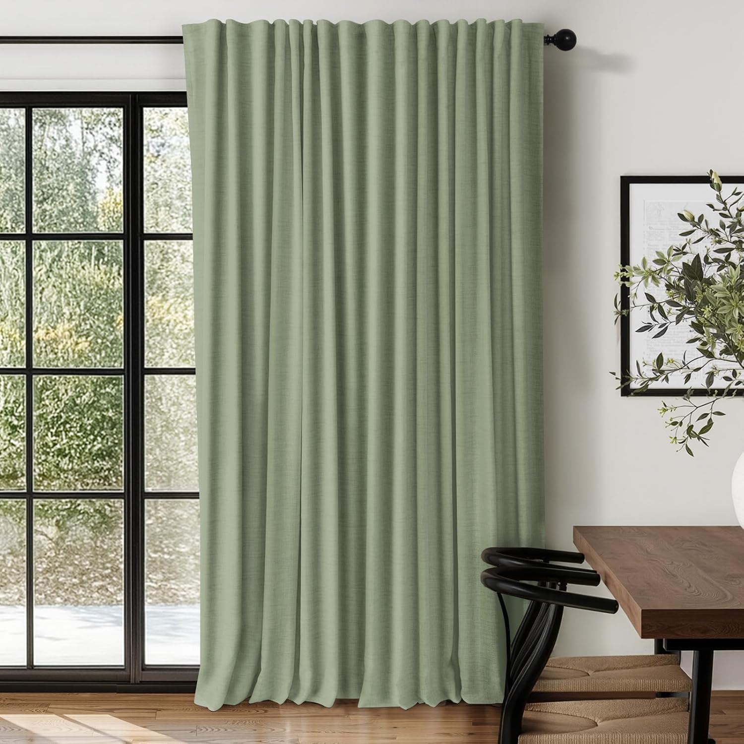 100% Blackout Shield Linen Blackout Curtains for Bedroom 96 Inches Long, Back Tab/Rod Pocket Living Room Drapes, Thermal Insulated Blackout Curtains 2 Panels Set, 50" W x 96" L,Cream