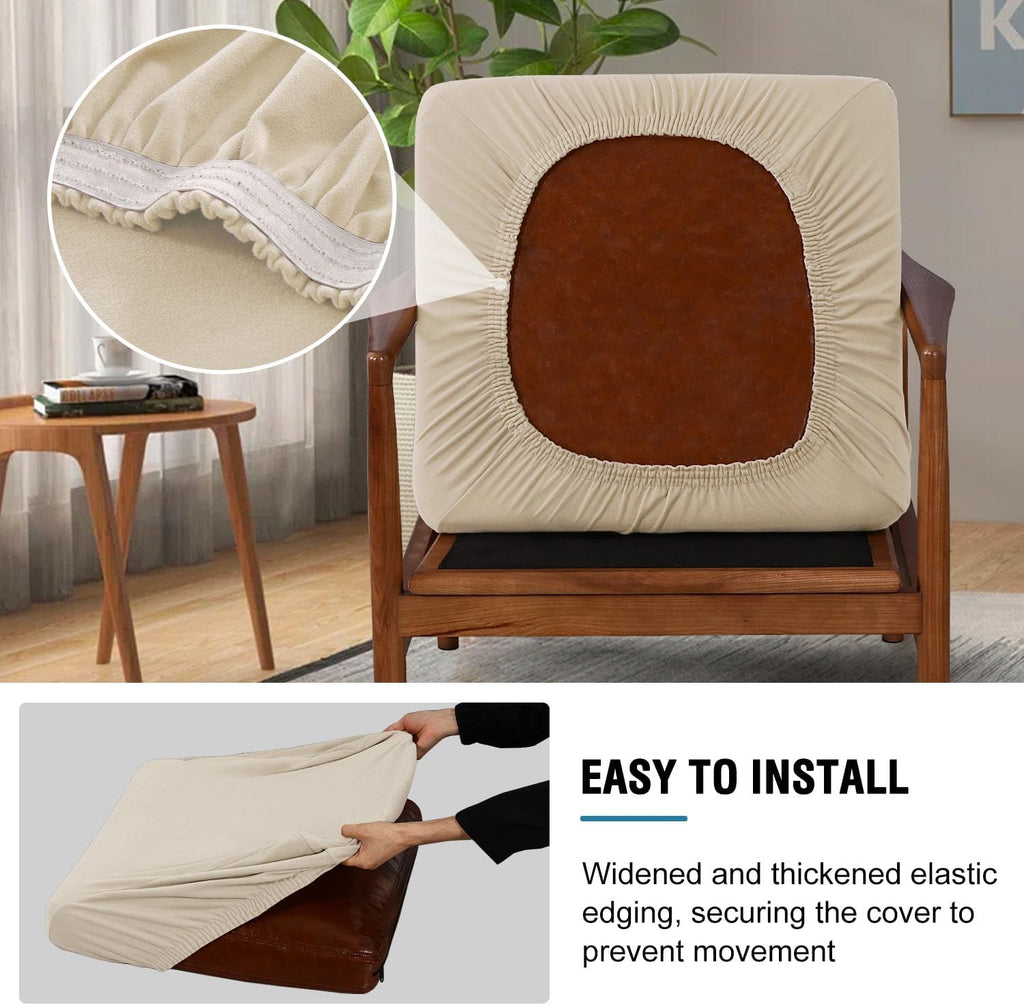H.VERSAILTEX Chair Slip Covers with Arms 2 Piece Sofa Covers Super Stretch Cushion Covers for Modern Living Room Chair Soft Accent Chair Cover(Seat Cushion Cover Plus Back Cushion Cover, Ivory)