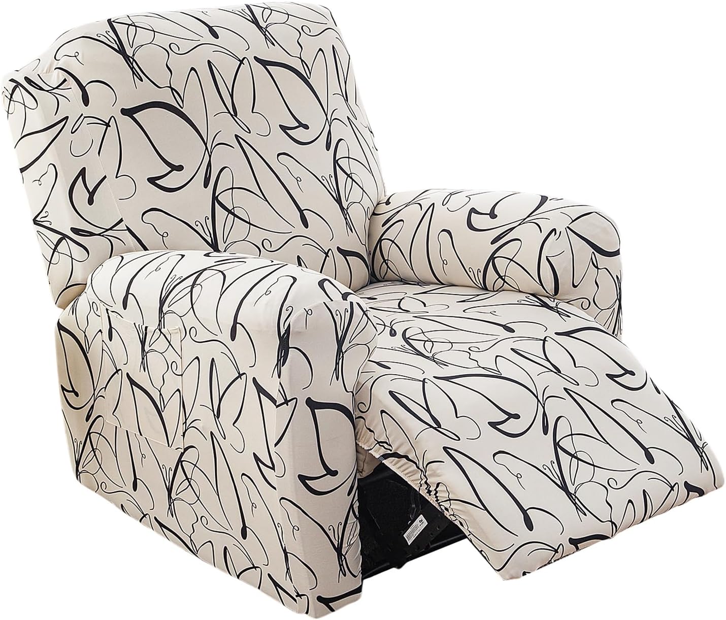 CRFATOP Printed Recliner Slipcover Stretch Reclining Chair Covers 4 Pieces Non Slip Recliner Sofa Slipcovers with Pocket Fitted Sofa Couch Cover Lazy Boy Chair Cover for Pet Kid Living Room,43