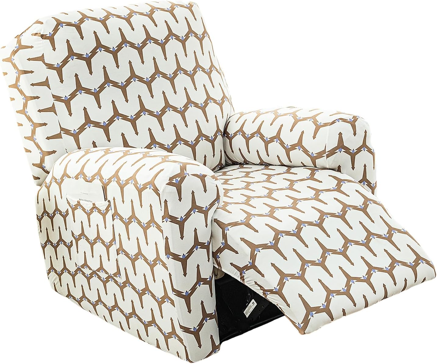 CRFATOP Printed Recliner Slipcover Stretch Reclining Chair Covers 4 Pieces Non Slip Recliner Sofa Slipcovers with Pocket Fitted Sofa Couch Cover Lazy Boy Chair Cover for Pet Kid Living Room,43