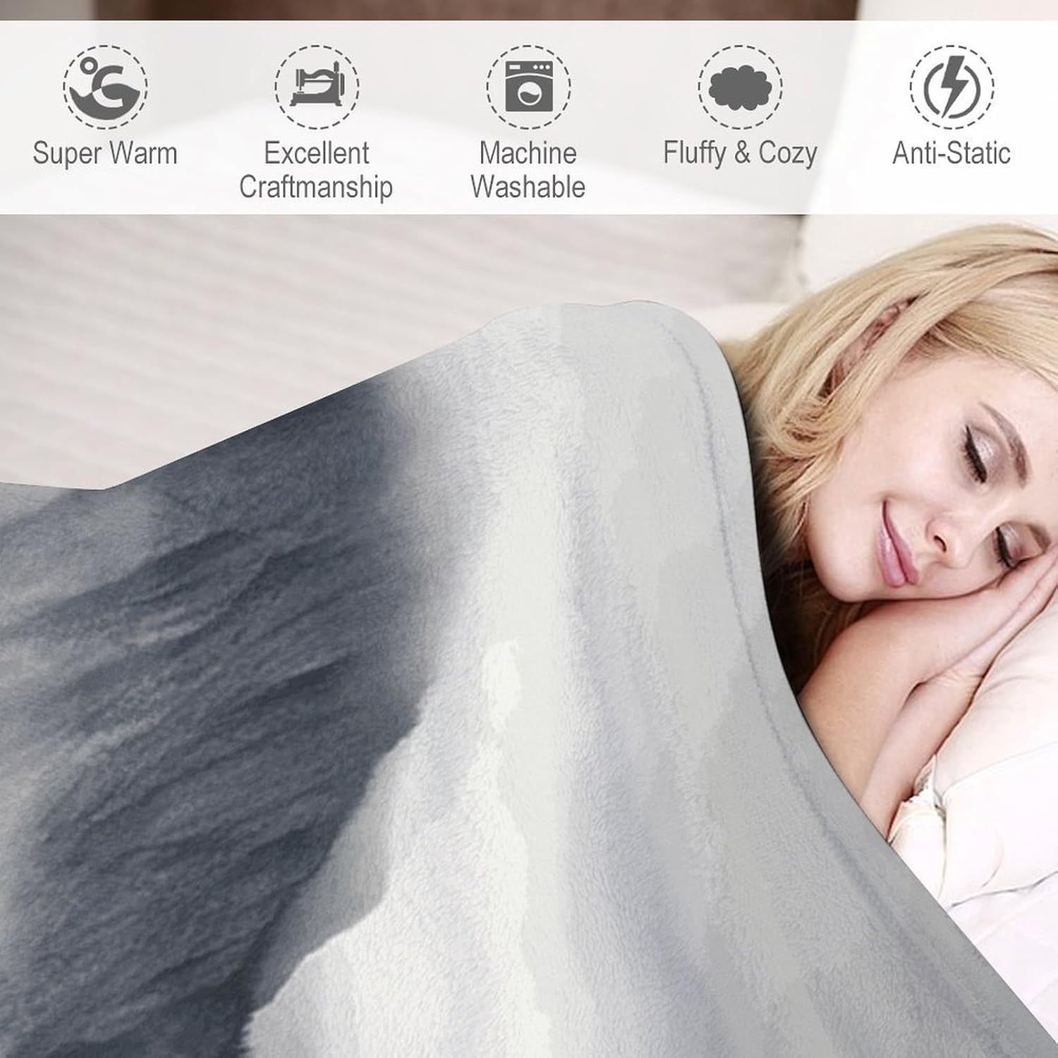 Canadian Smokey Mountain Cliff Fleece Blanket Super Soft Cozy Throw Blanket Lightweight Flannel Blankets Warm Plush Throw Blankets Luxury Fall Couch Blankets for Bed Sofa Travel Camping 60"x80"