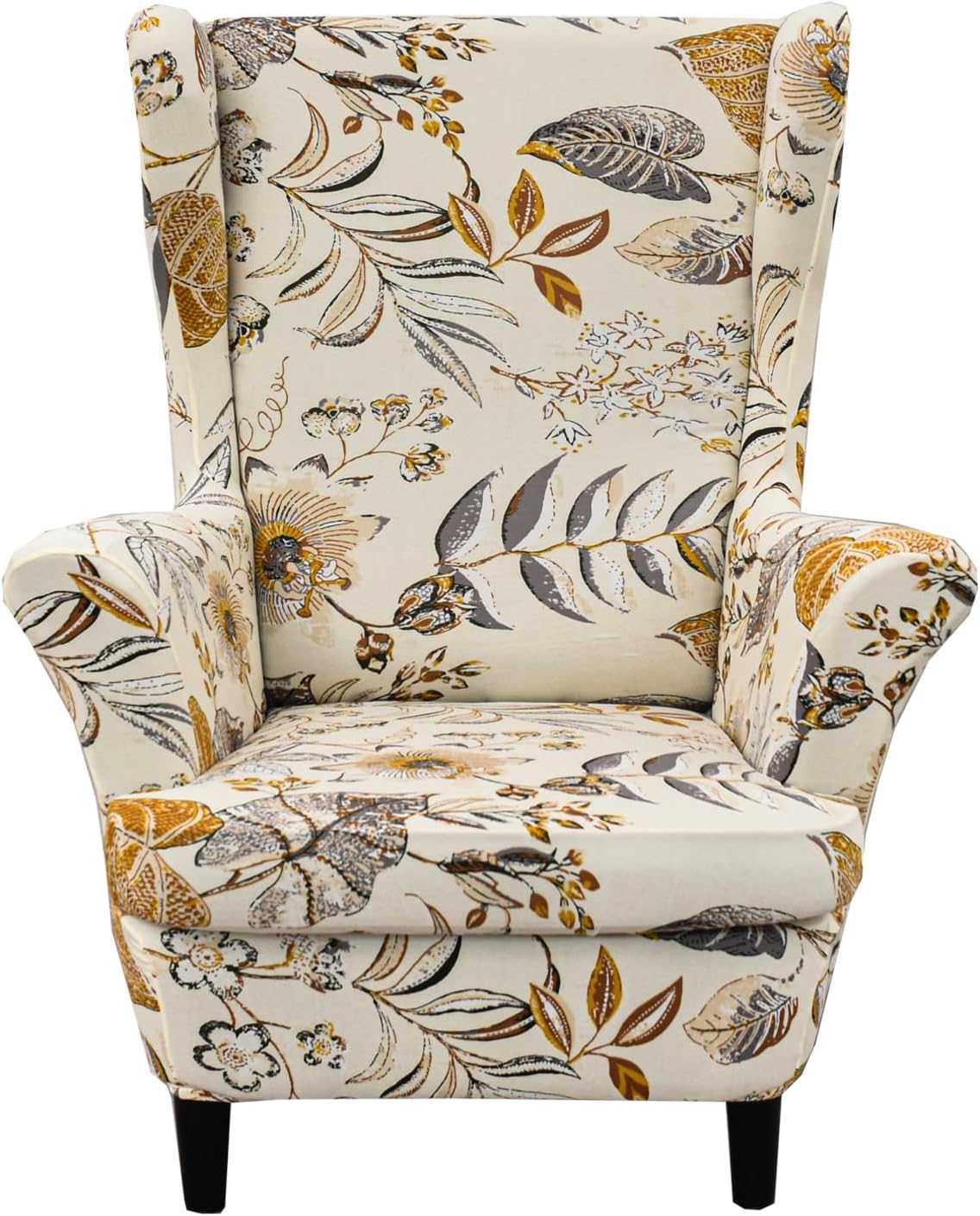 KRFOONN Stretch Wing Chair Slipcovers Printed 2 Piece Wingback Chair Covers Soft Spandex Wingback Armchair Slipcover Furniture Protector Chair Covers for Living Room Wingback Chair, T7