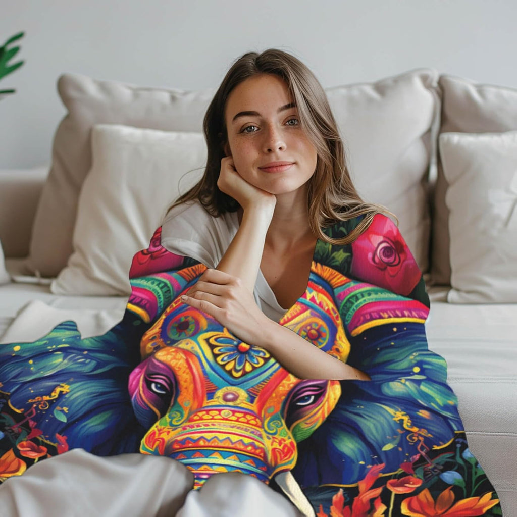 Elephant Throw Blanket, Elephant Birthday Gifts for Women and Men, Lightweight Wild Life Fleece Home Decor, Washable, No-Pilling, 60x80 Inches