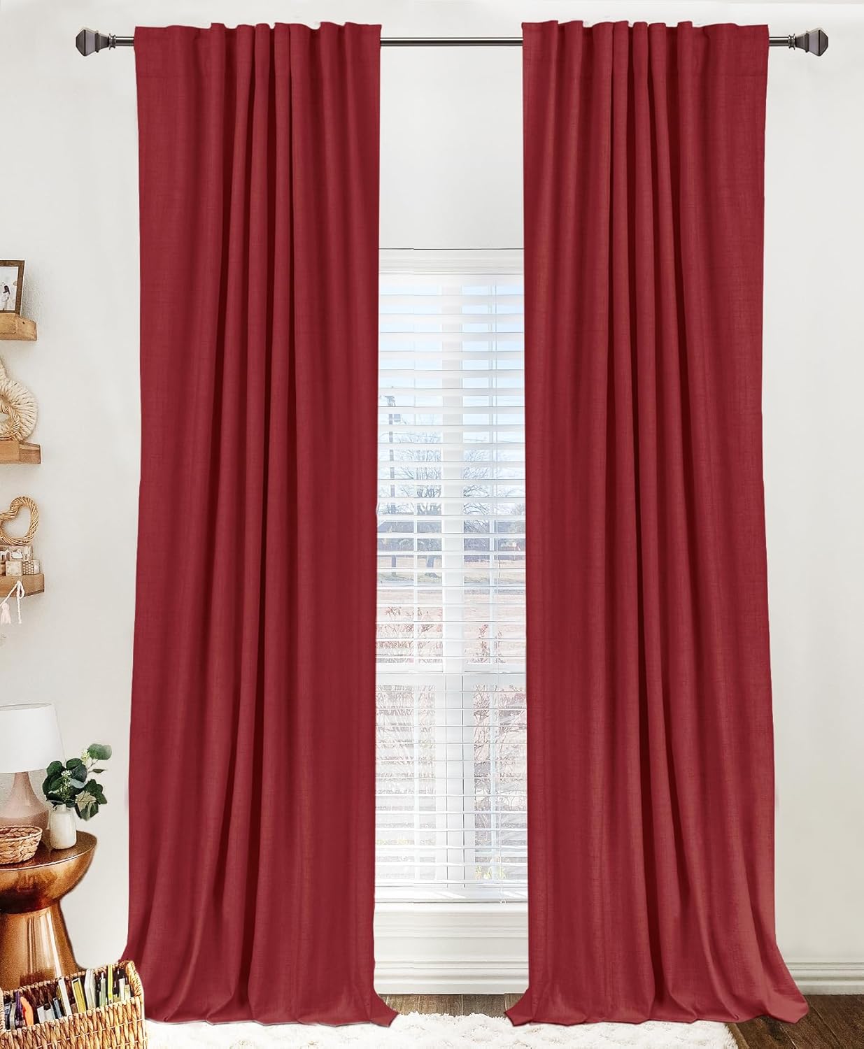 100% Blackout Shield Linen Blackout Curtains for Bedroom 96 Inches Long, Back Tab/Rod Pocket Living Room Drapes, Thermal Insulated Blackout Curtains 2 Panels Set, 50" W x 96" L,Cream