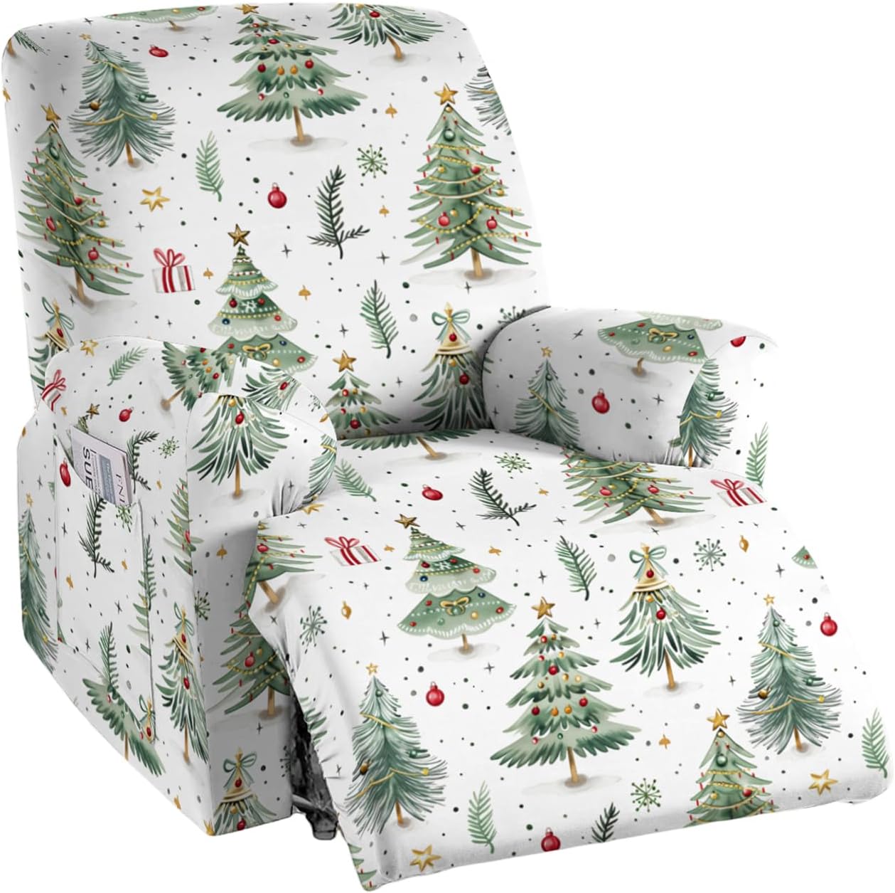 CRFATOP Printed Recliner Slipcover Stretch Reclining Chair Covers 4 Pieces Non Slip Recliner Sofa Slipcovers with Pocket Fitted Sofa Couch Cover Lazy Boy Chair Cover for Pet Kid Living Room,43