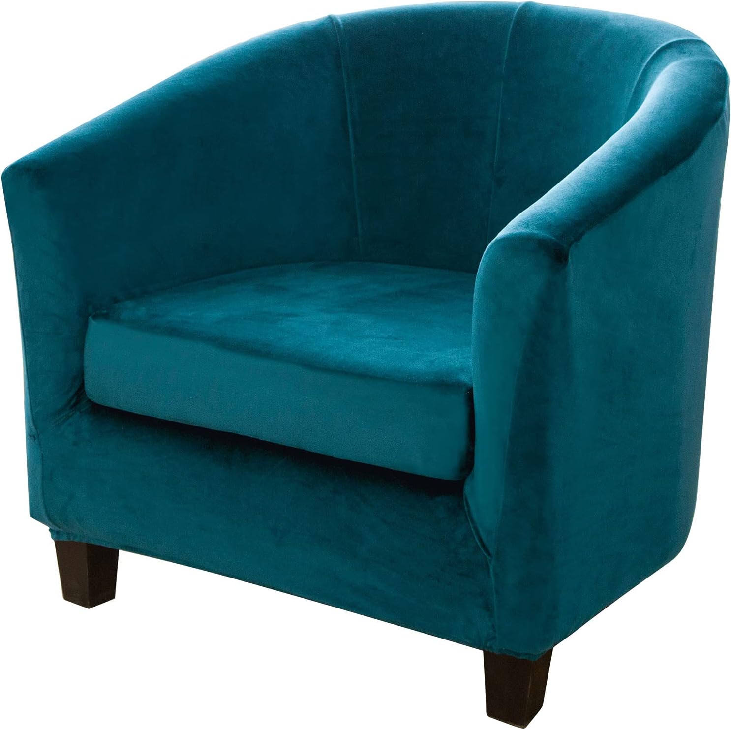 MIFXIN Tub Chair Slipcover 2-Piece Velvet Barrel Club Chair Covers with Cushion Cover Stretch Soft Washable Armchair Sofa Couch Furniture Protector for Living Room Hotel (Beige)