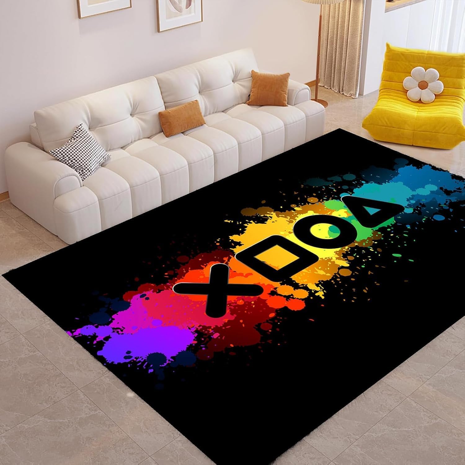 Soft Gamer Rug 6x9 Washable Gaming Carpet for Boys and Teens, Cool Bedroom and Game Room Decor, Low Pile Rug for Man Cave and Living Room