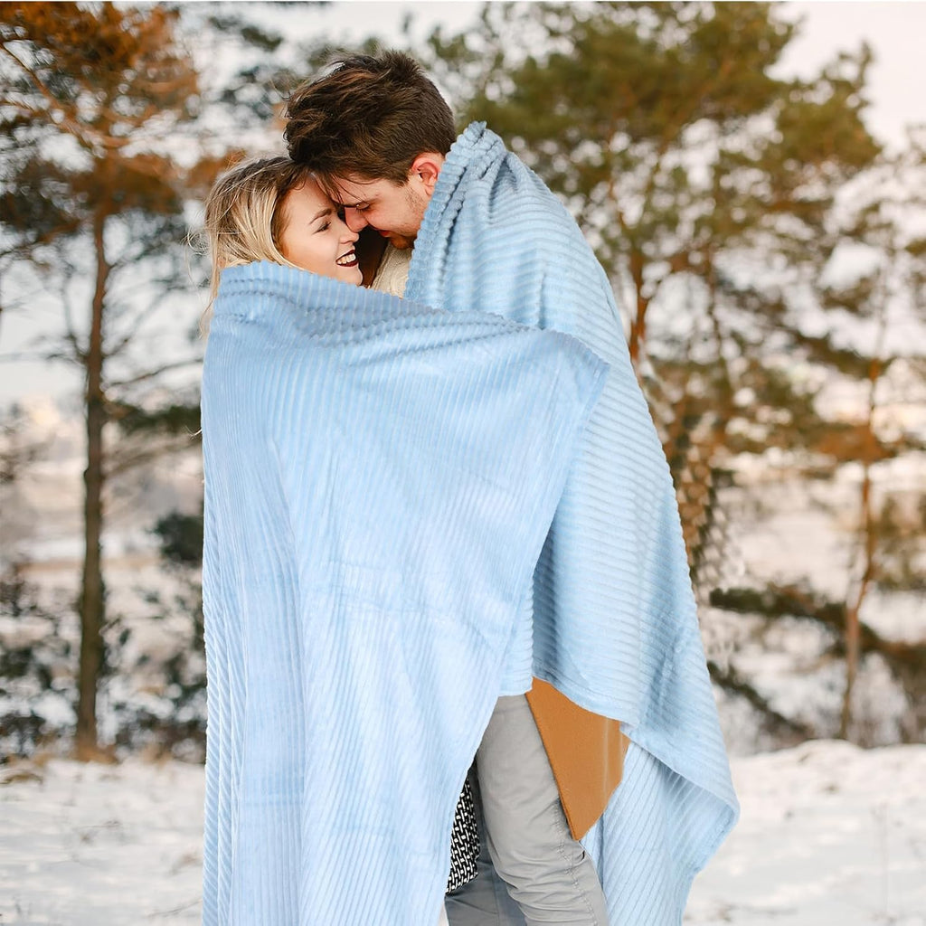 8 Pcs Pastel Colors Flannel Throw Blanket Bulk 50 x 60 Inch with Striped Ribbed Throw Blanket Soft Lightweight All Seasons Blankets for Sofa Room Couch Donation Homeless Wedding Gifts