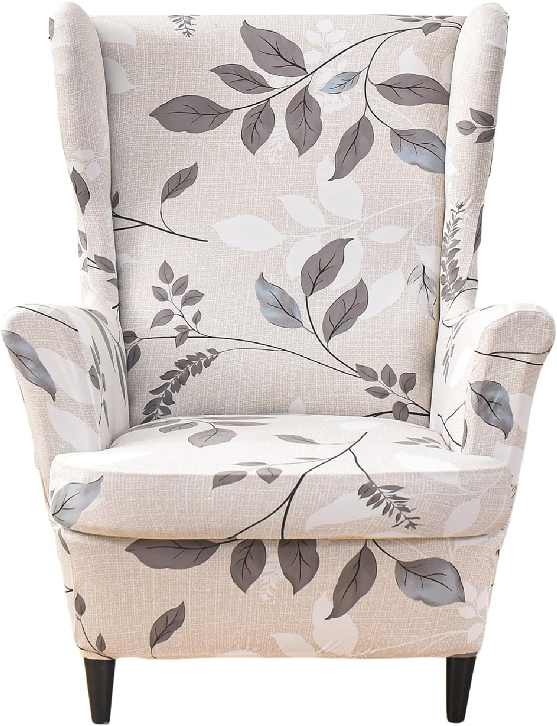 KRFOONN Stretch Wing Chair Slipcovers Printed 2 Piece Wingback Chair Covers Soft Spandex Wingback Armchair Slipcover Furniture Protector Chair Covers for Living Room Wingback Chair, T7