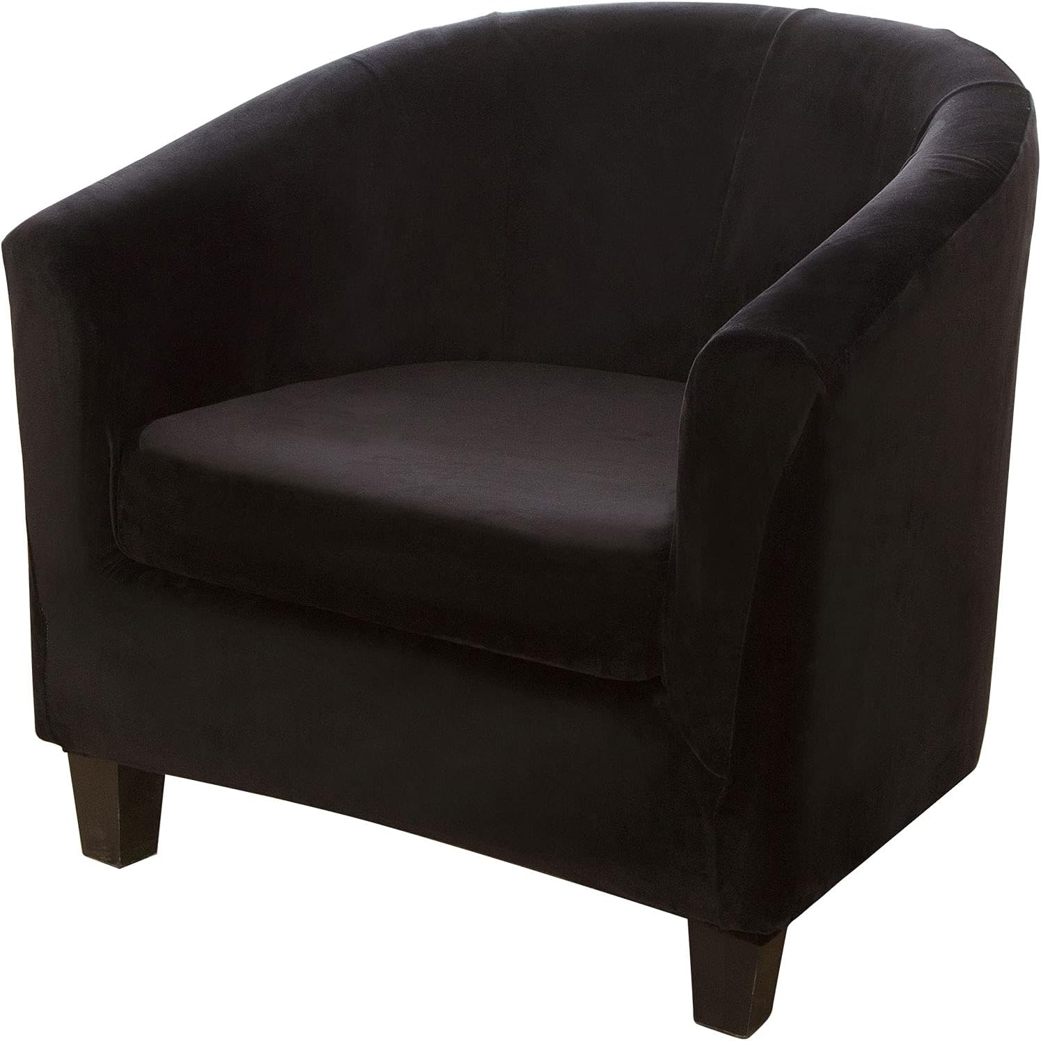 MIFXIN Tub Chair Slipcover 2-Piece Velvet Barrel Club Chair Covers with Cushion Cover Stretch Soft Washable Armchair Sofa Couch Furniture Protector for Living Room Hotel (Beige)