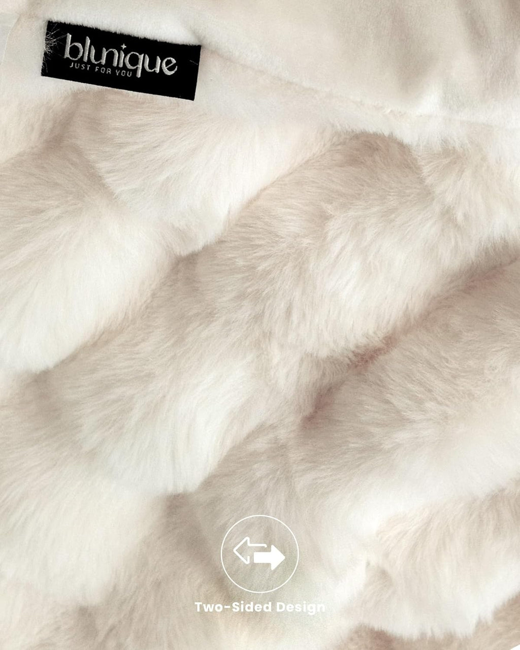 Ultra Soft Cozy Faux Fur Throw Blanket, Fuzzy Plush Thick Bubble Blanket, Luxury Fluffy Blanket for Couch, Sofa, Bedroom, and Living Room, 50x60 Inches, Cream White