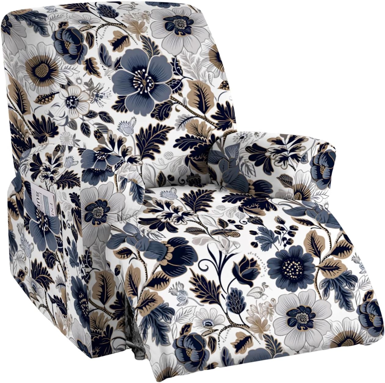 CRFATOP Printed Recliner Slipcover Stretch Reclining Chair Covers 4 Pieces Non Slip Recliner Sofa Slipcovers with Pocket Fitted Sofa Couch Cover Lazy Boy Chair Cover for Pet Kid Living Room,43