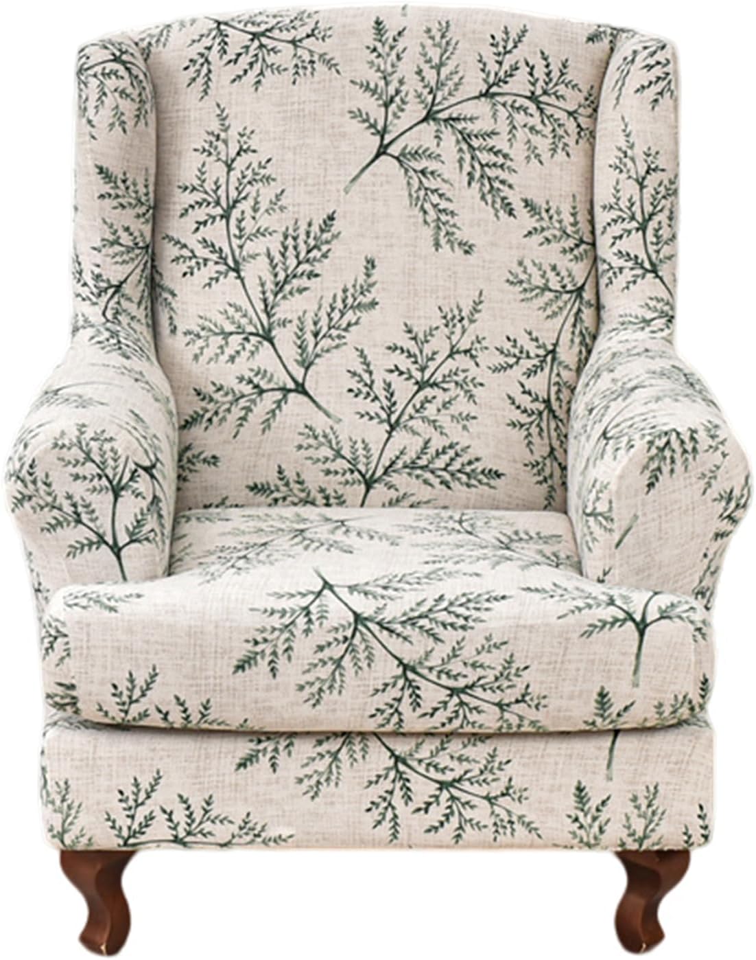 KRFOONN Stretch Wing Chair Slipcovers Printed 2 Piece Wingback Chair Covers Soft Spandex Wingback Armchair Slipcover Furniture Protector Chair Covers for Living Room Wingback Chair, T7