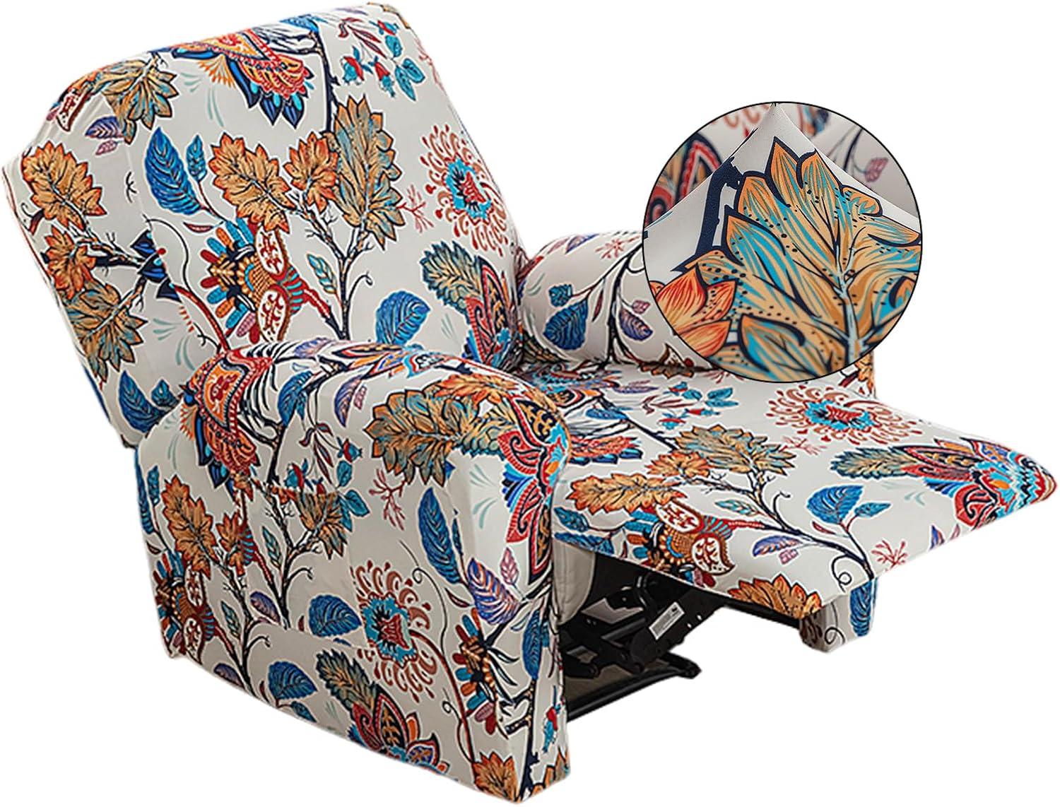 CRFATOP Stretch Recliner Cover 4-Pieces 1 Seat Recliner Chair Slipcovers Printed Fallon Collection Slipcover Recliner Lazy Boy Furniture Protector for Living Room,11