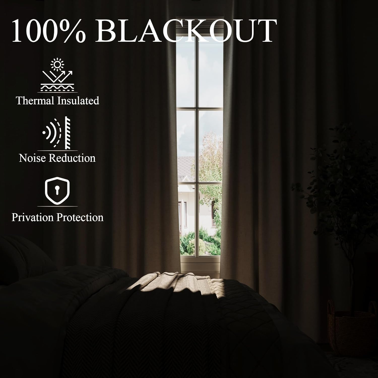 100% Blackout Pinch Pleated Curtains Linen 90 Inches Long for Bedroom 2 Panels Set Full Black Out Thermal Insulated Curtain Natural Boho Farmhouse Pinch Pleat Double Layer Room Darkening Drapes Cream