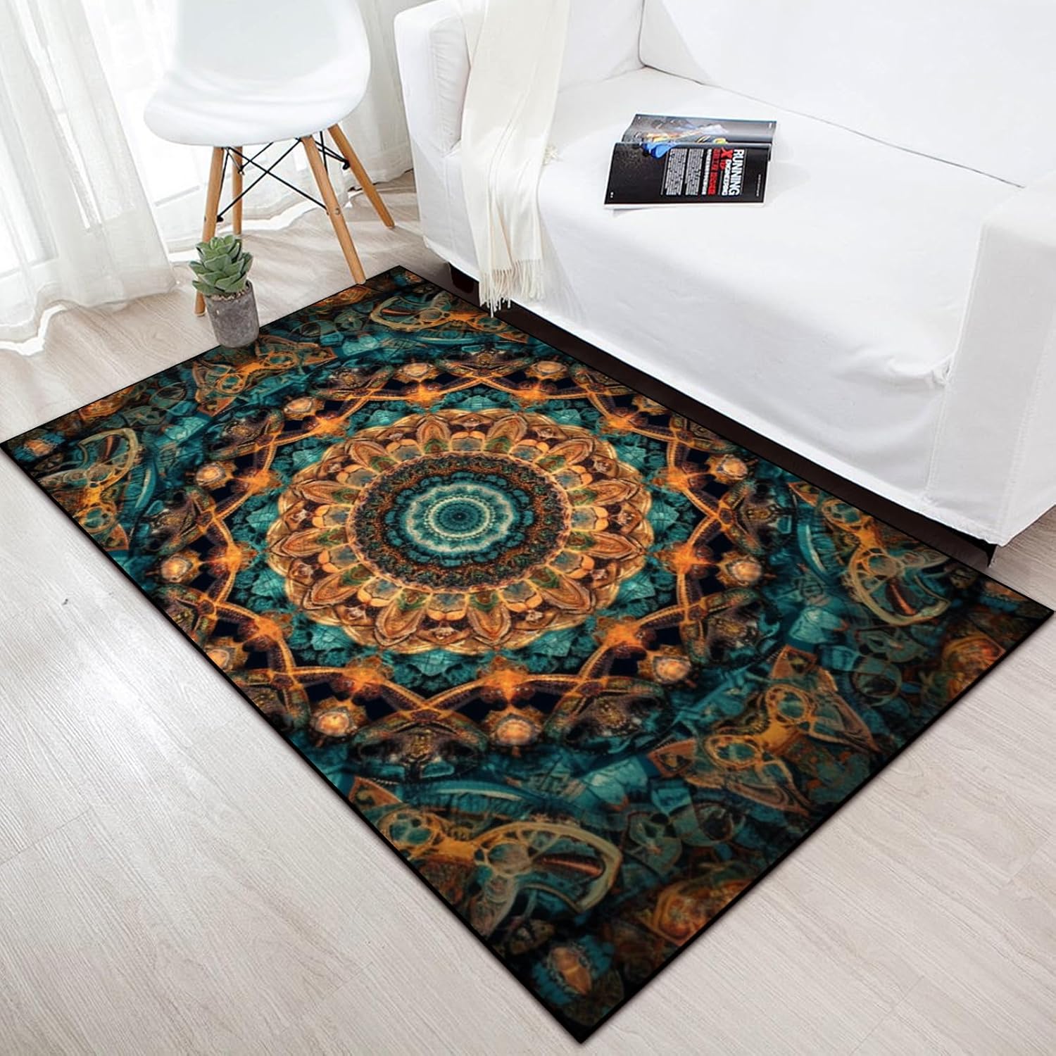 Washable Game Area Rug, Binary Code Design Gaming Programmer Teen Carpet Rug Doormat, Non-Slip Low-Pile Floor Carpet for Computer Bedroom Indoor Front Entrance Living Room Office (79" x 59")