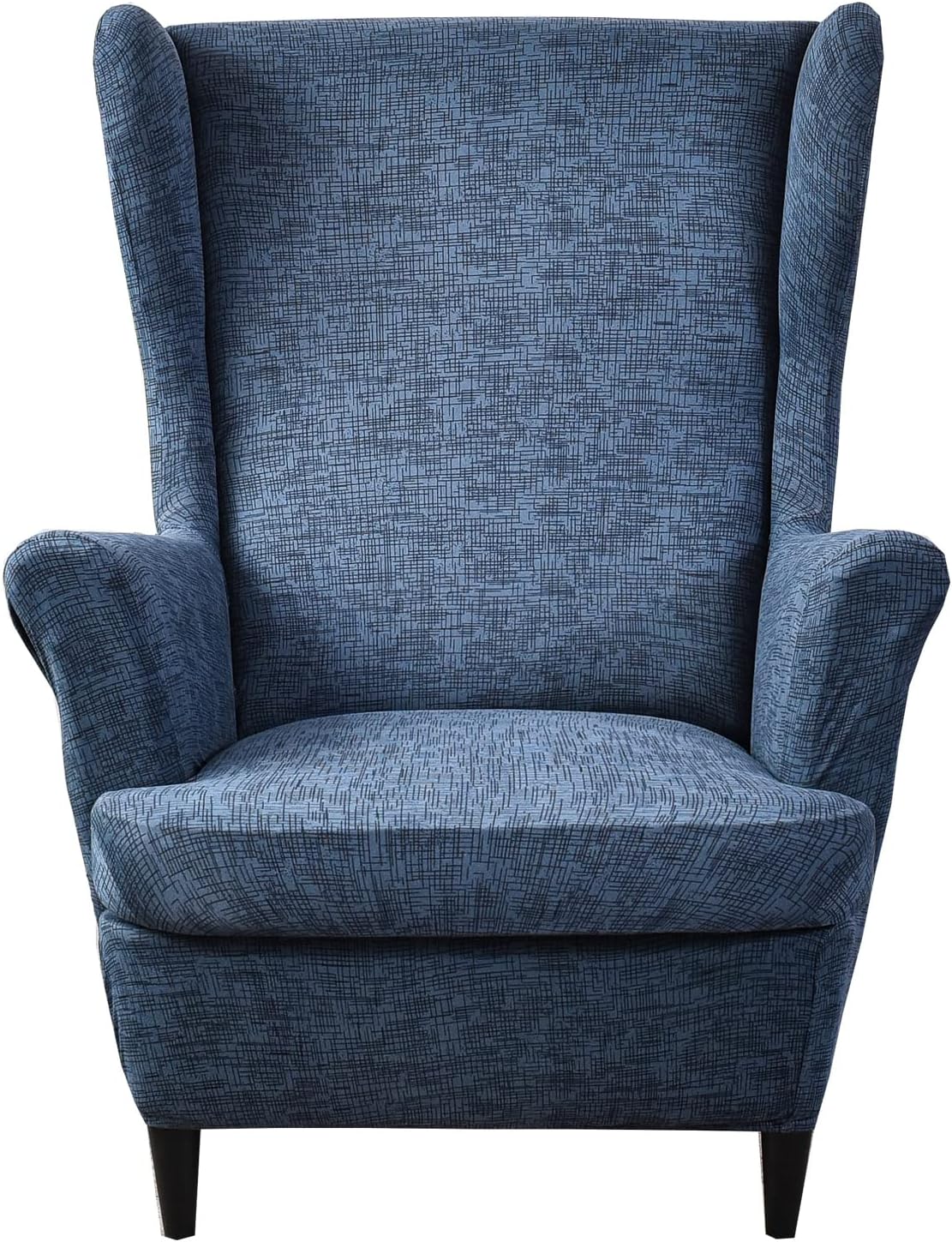 KRFOONN Stretch Wing Chair Slipcovers Printed 2 Piece Wingback Chair Covers Soft Spandex Wingback Armchair Slipcover Furniture Protector Chair Covers for Living Room Wingback Chair, T7