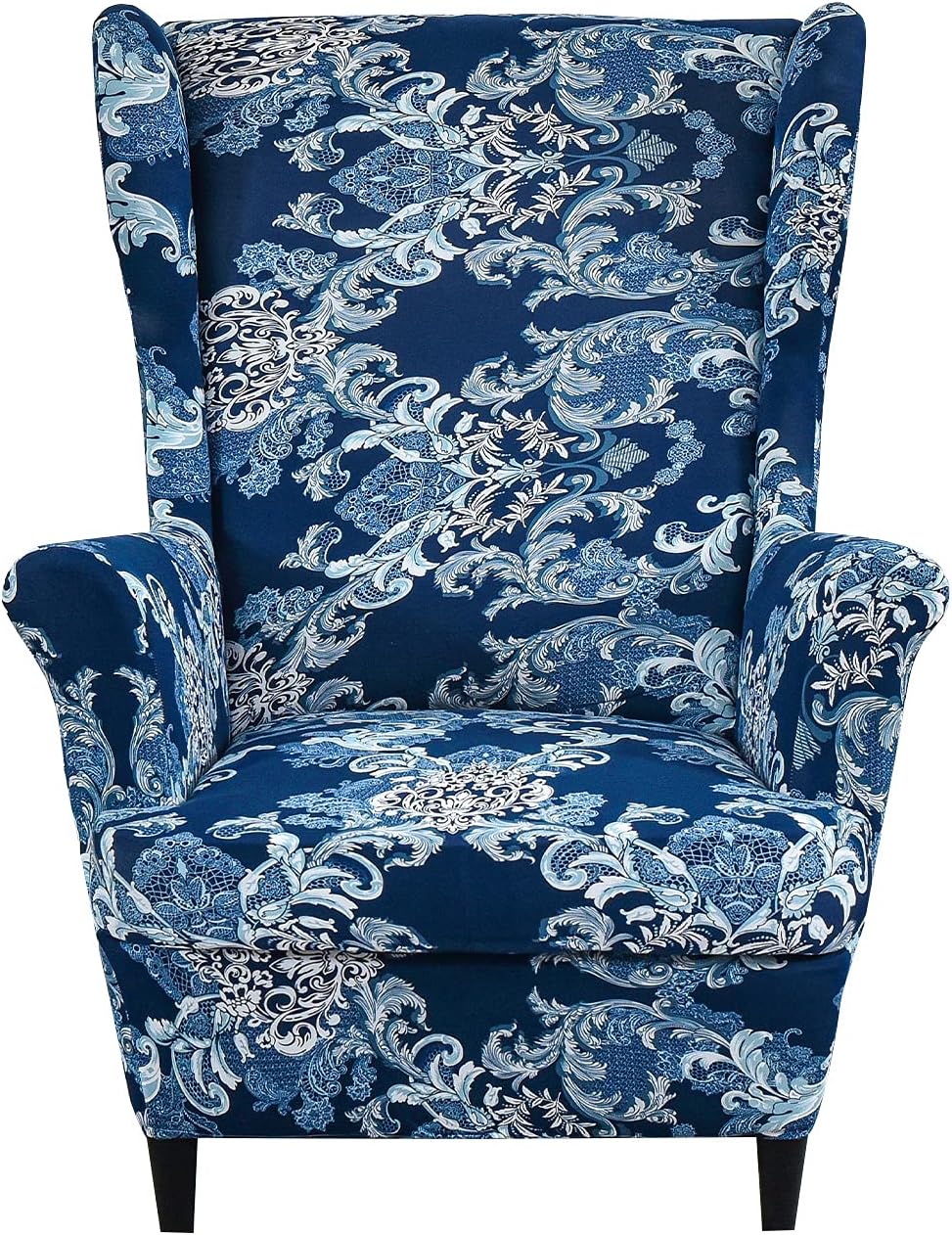 KRFOONN Stretch Wing Chair Slipcovers Printed 2 Piece Wingback Chair Covers Soft Spandex Wingback Armchair Slipcover Furniture Protector Chair Covers for Living Room Wingback Chair, T7