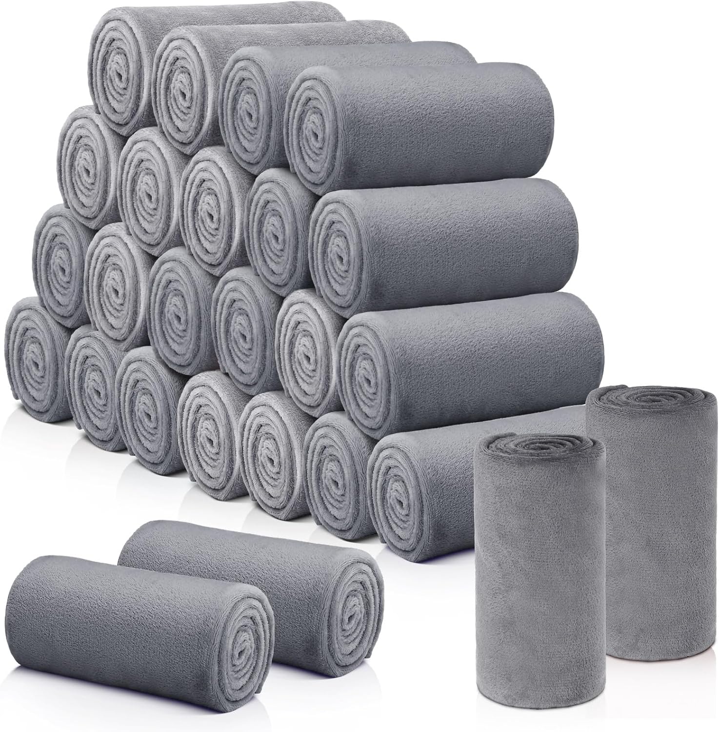 Buryeah 30 Pieces Fleece Blankets Bulk 50 x 60 Inch Soft Flannel Throw Blankets Lightweight Warm Plus for Wedding Couch Bed Home Sofa Office Gifts(Dark Grey)