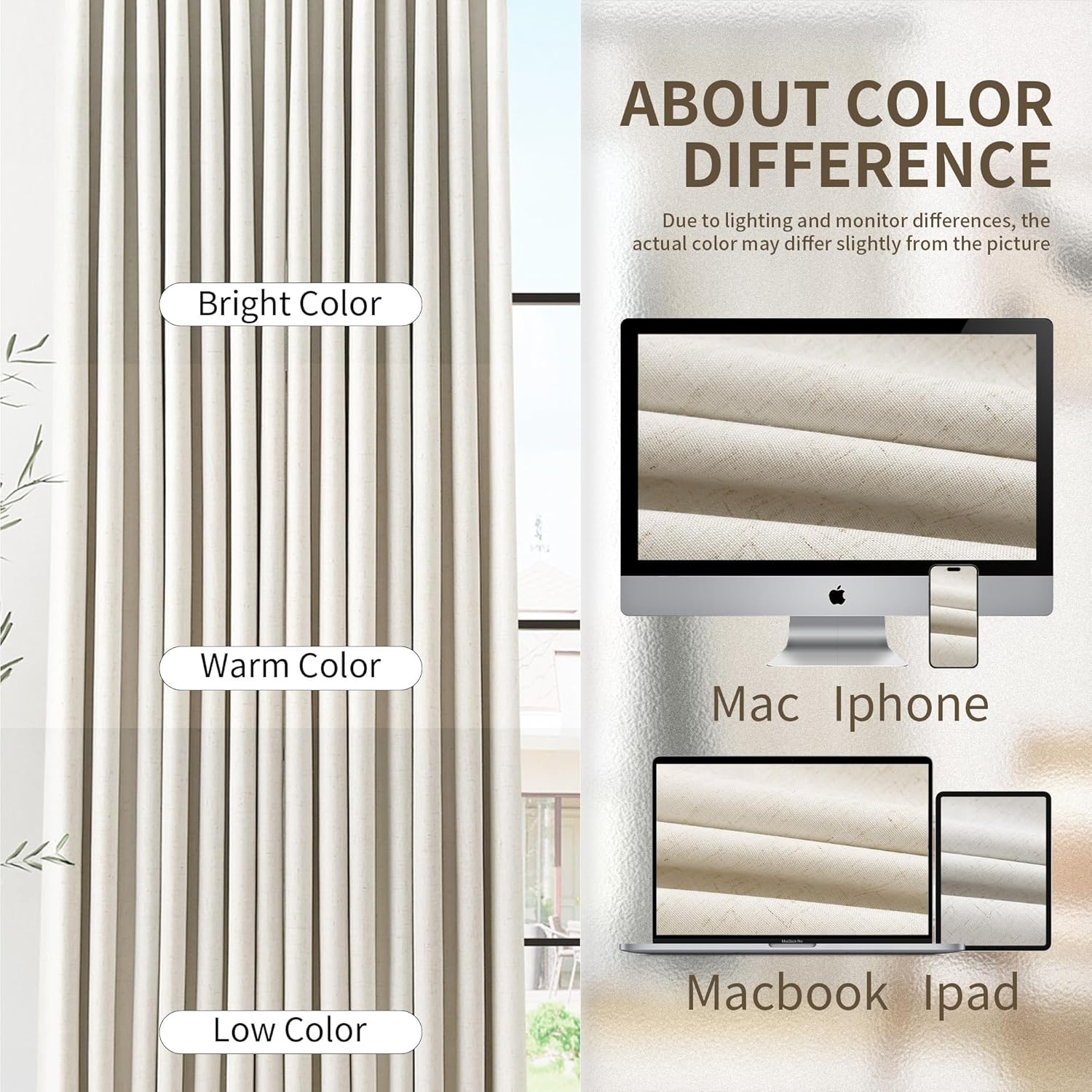 Pinch Pleated 100% Blackout Linen Curtains 96 Inches Long for Bedroom Living Room Memory Trained Pinch Pleat Linen Curtains Rustic Farmhouse Thermal Insulated Natural Cream Pleated Drapes 8ft 40x96